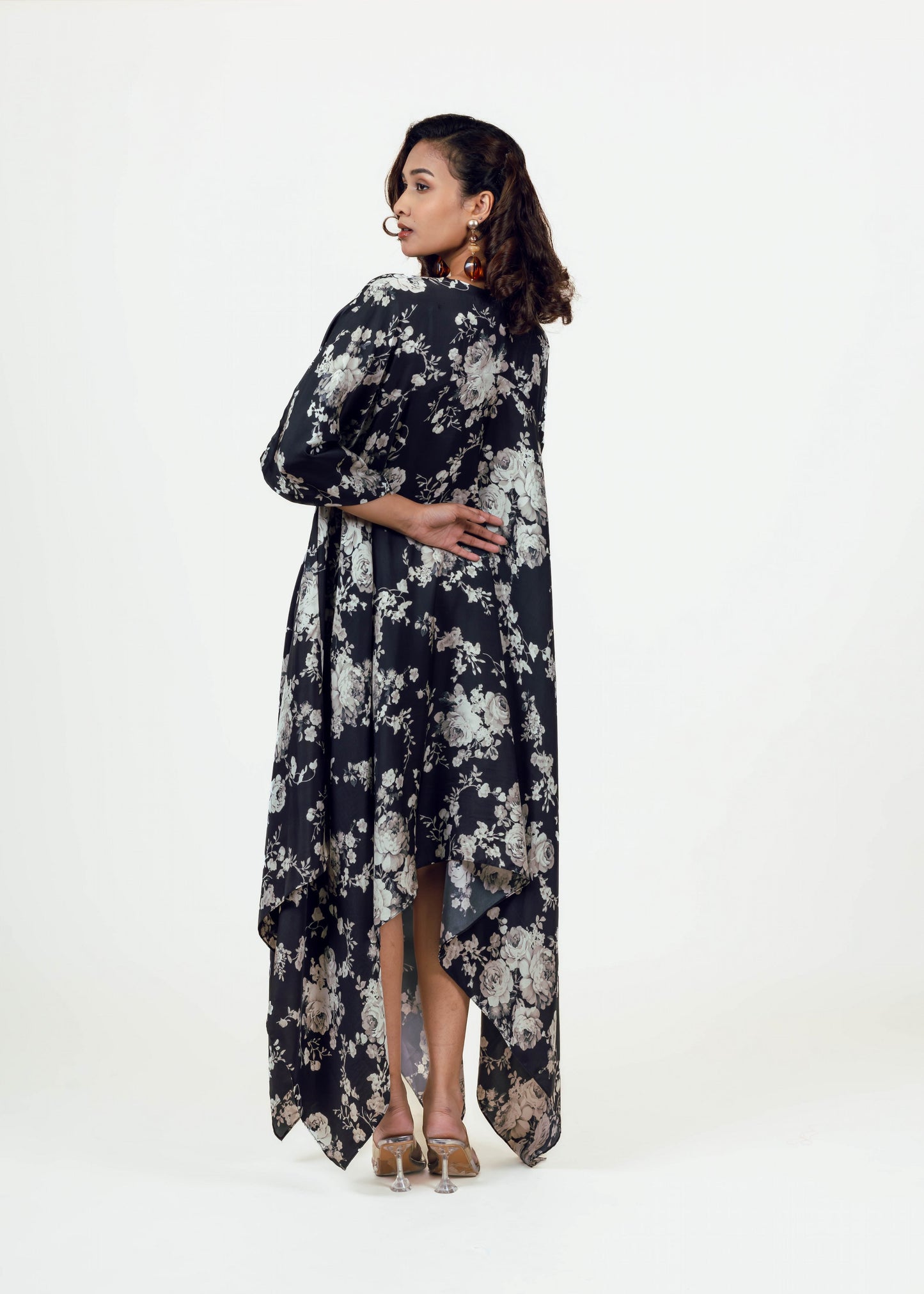 Tara Black Asymmetric Midi Dress
