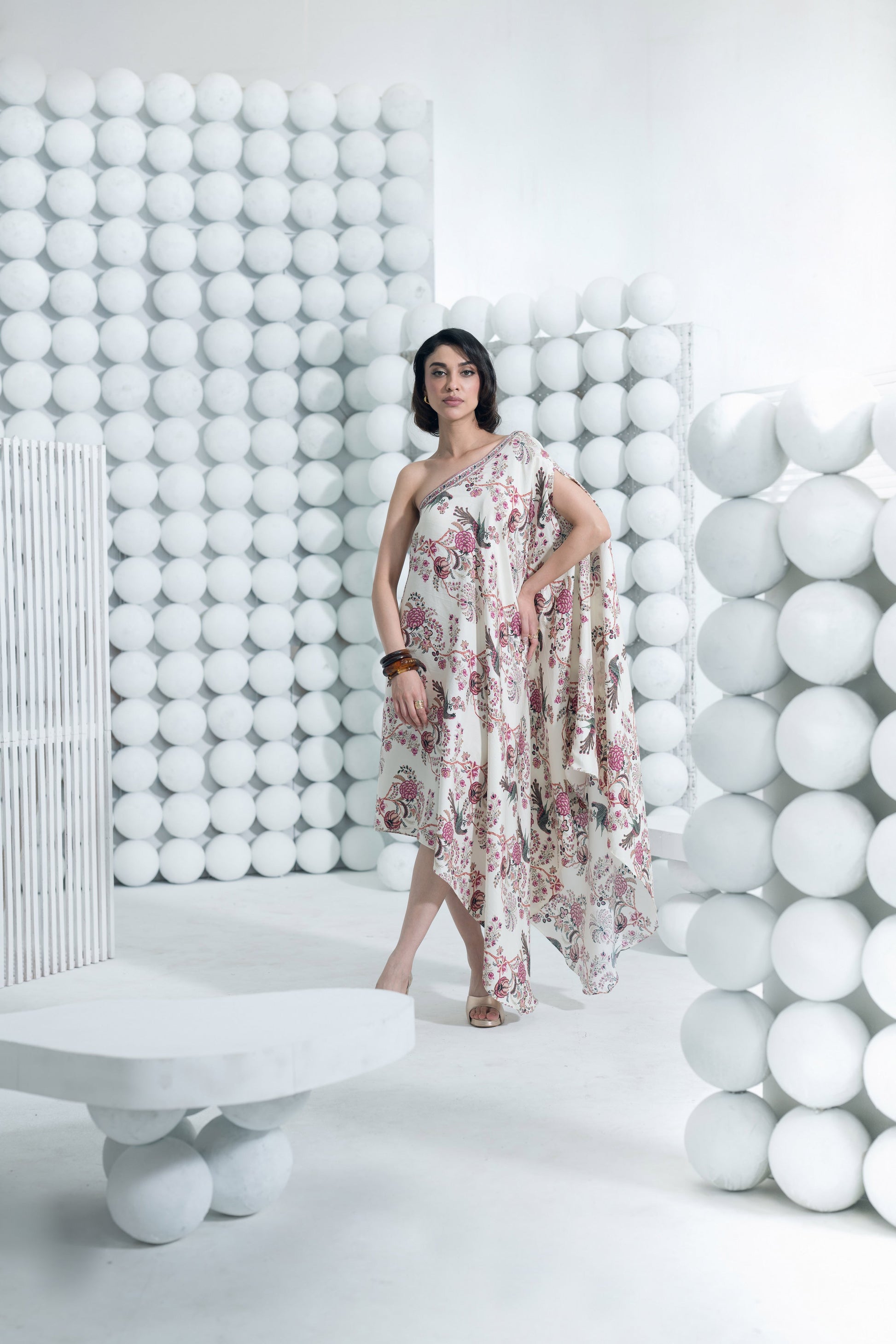 Alka White One Shoulder Dress