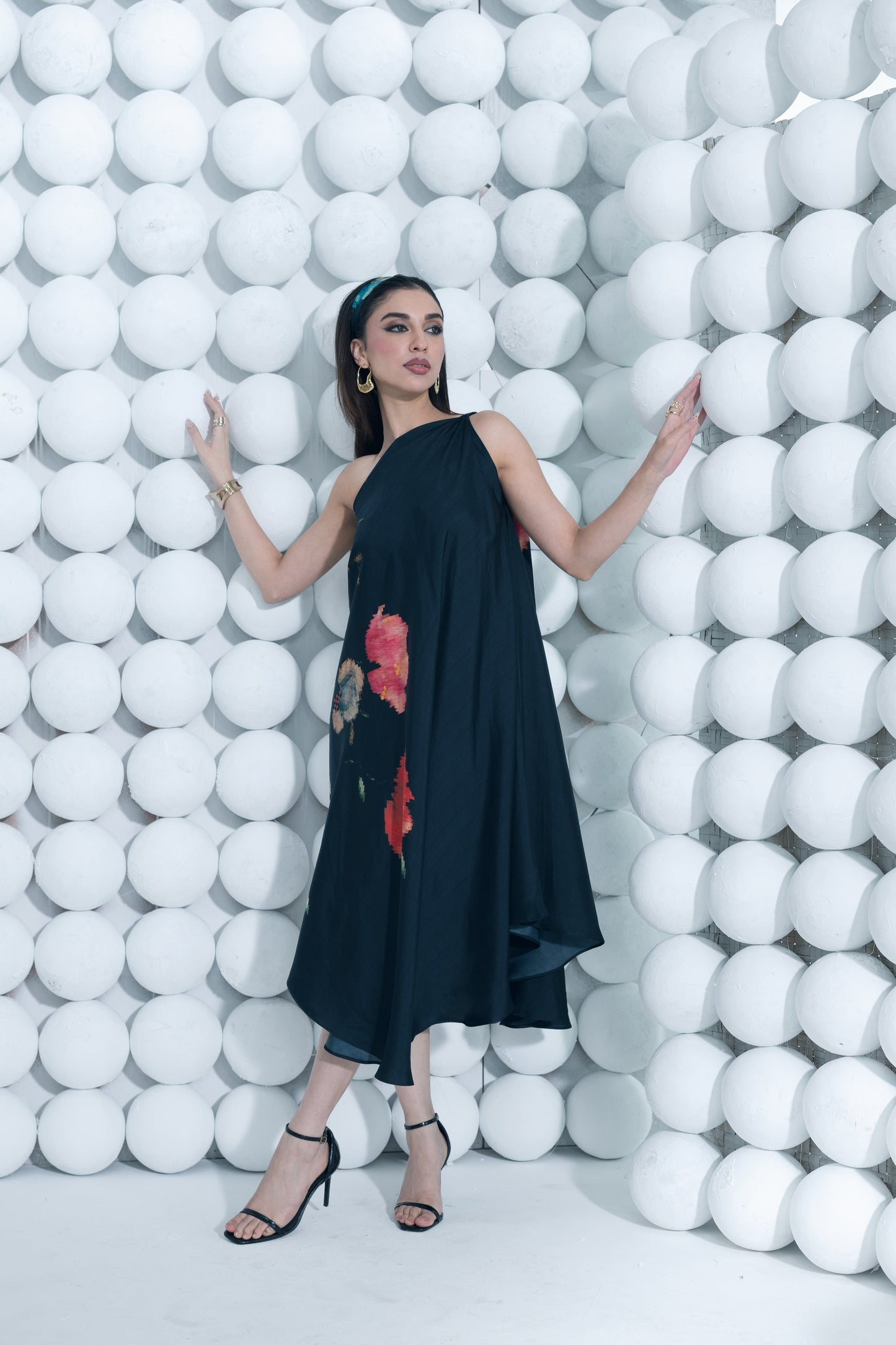 Zeba Black One Shoulder Dress
