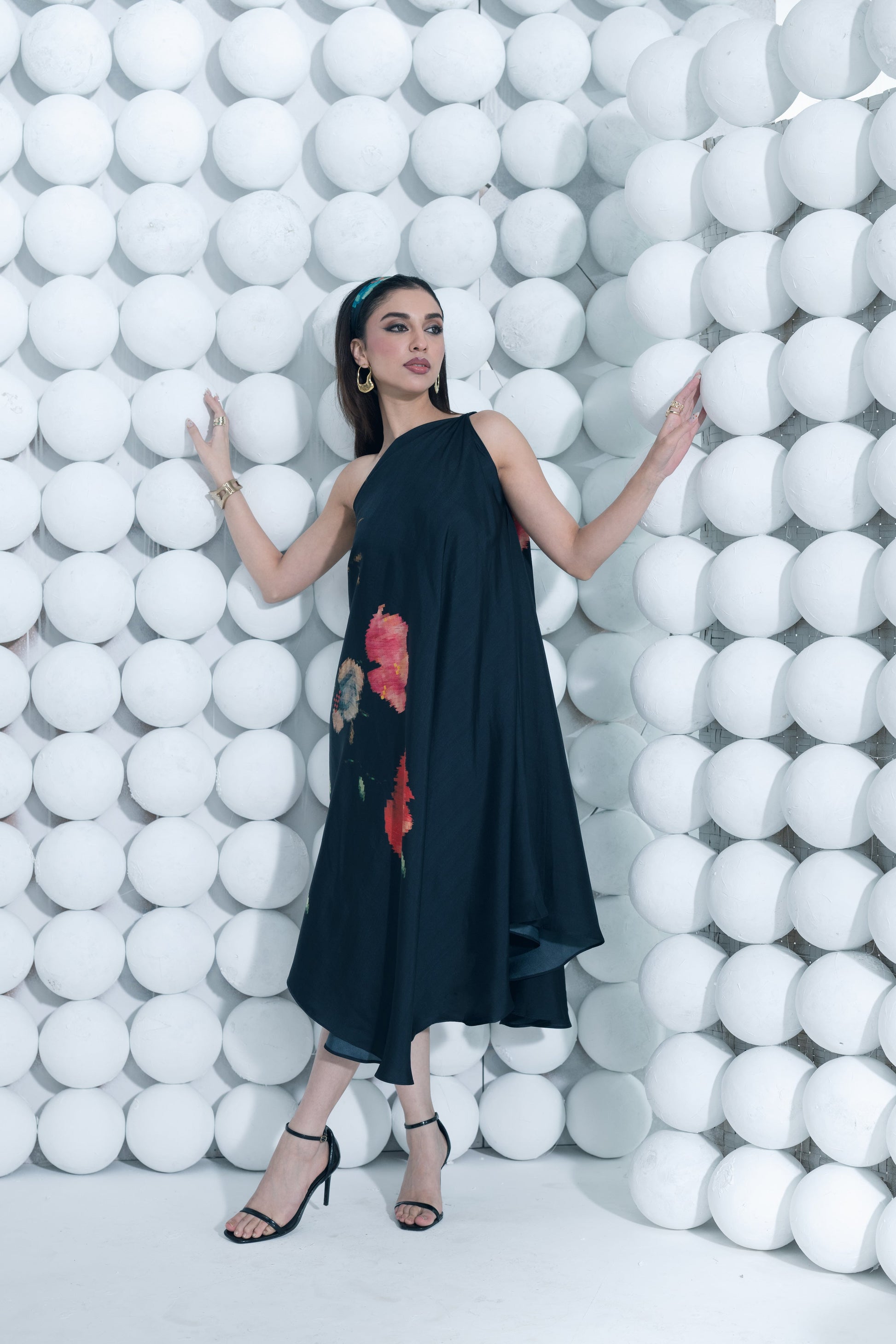 Zeba Black One Shoulder Dress