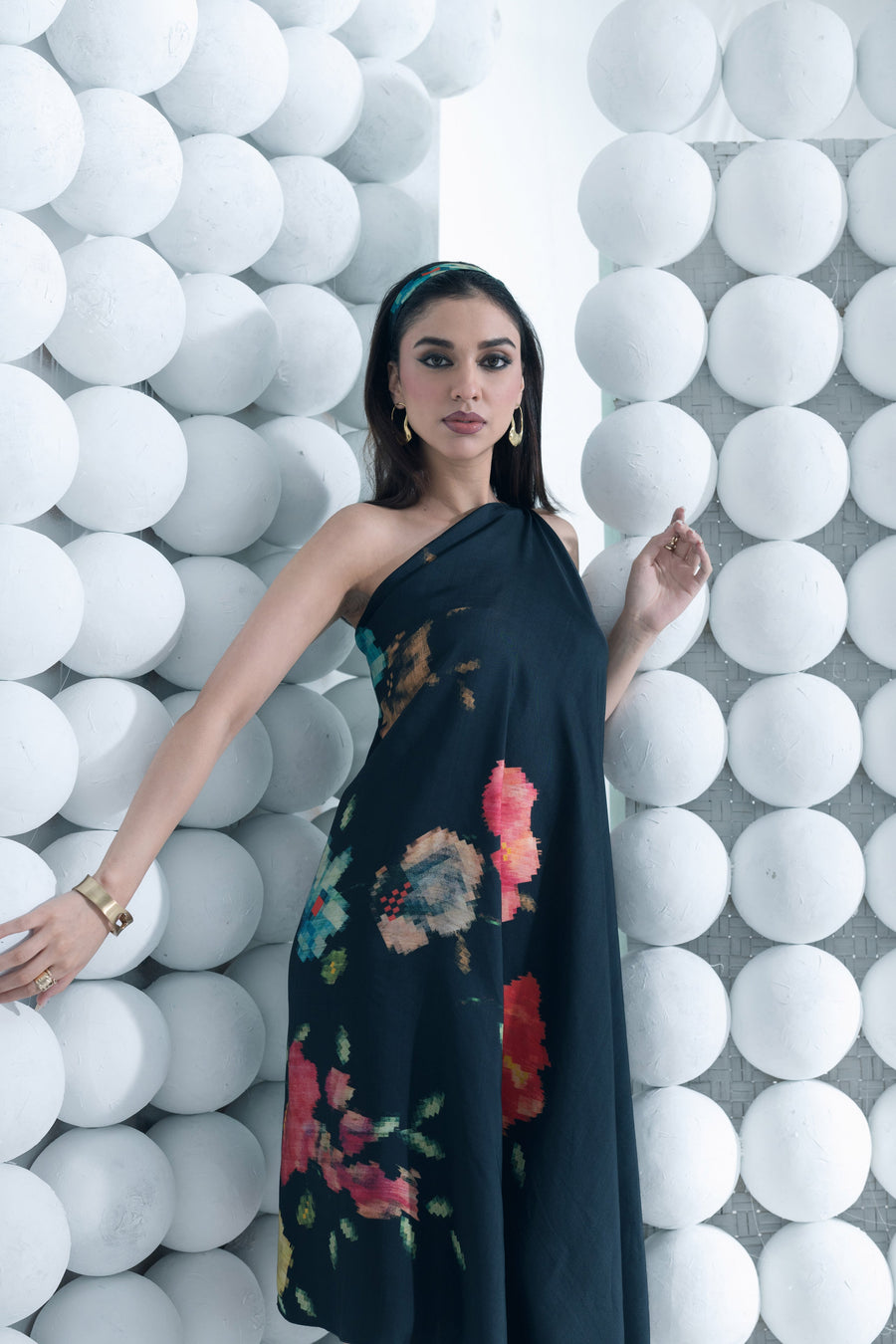 Zeba Black One Shoulder Dress