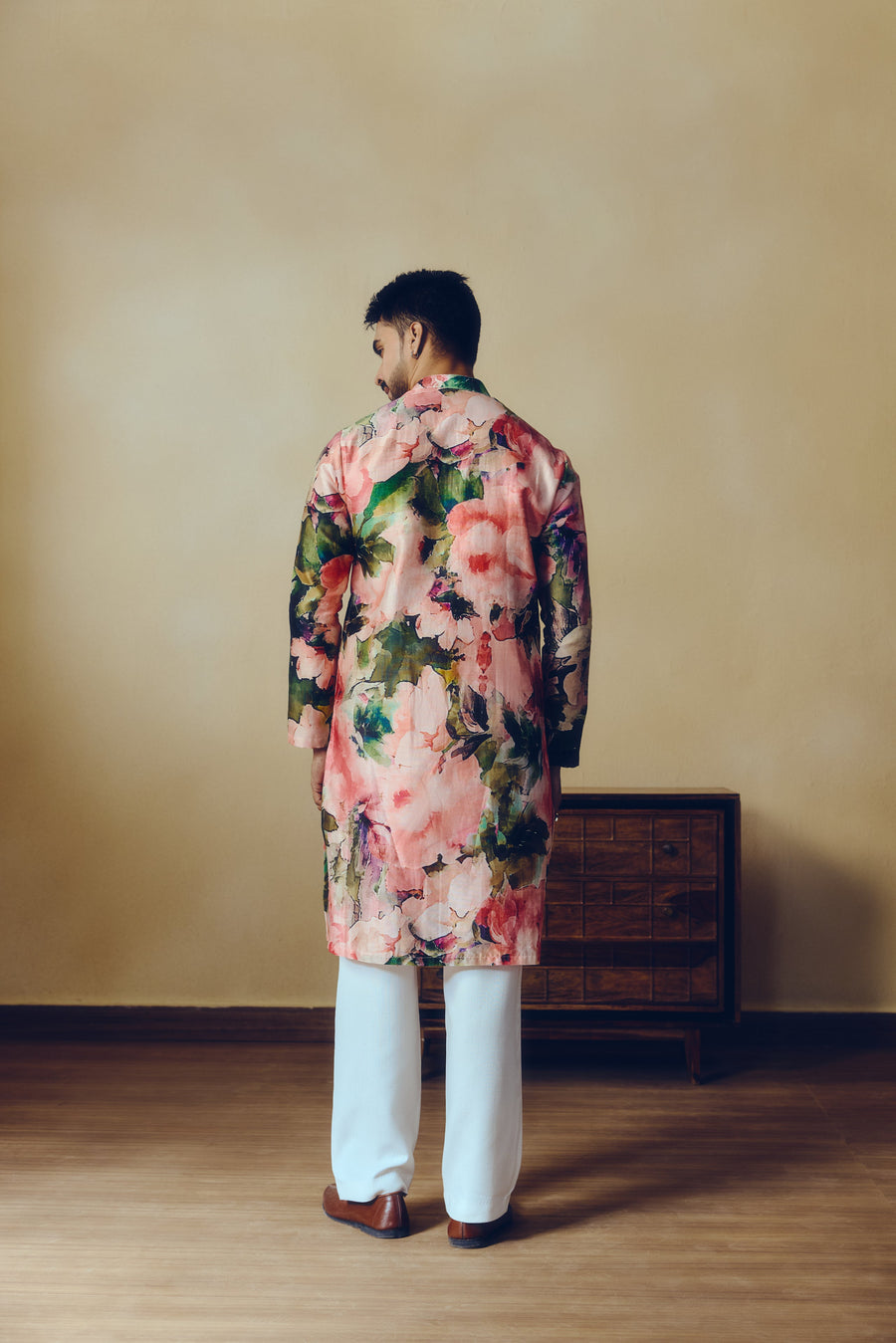 Abstract Print Ruby Kurta in Blossom Pink - Studio 113 Indian designer saree for women