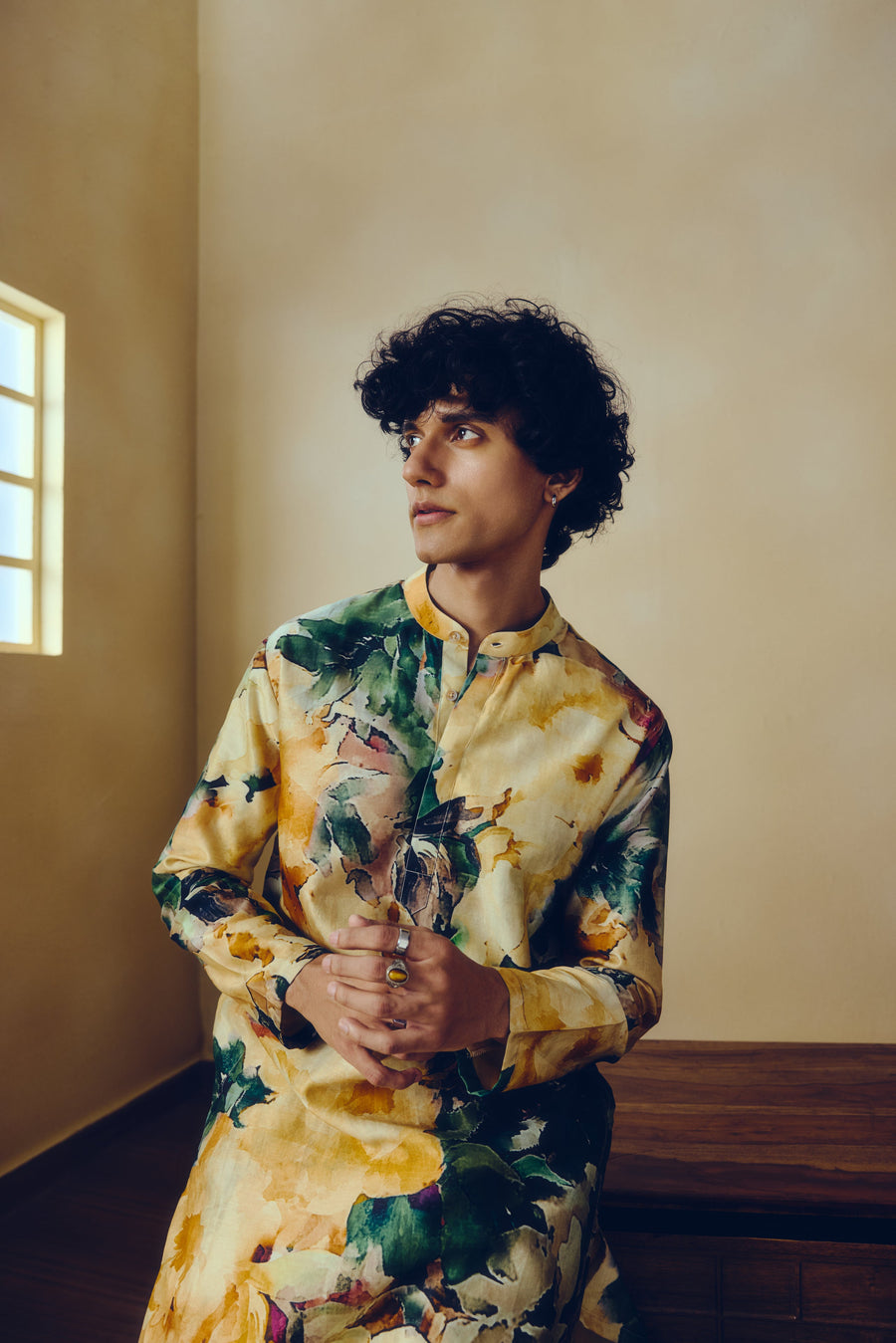 Abstract Print Ruby Kurta in Apricot - Studio 113 Indian designer saree for women