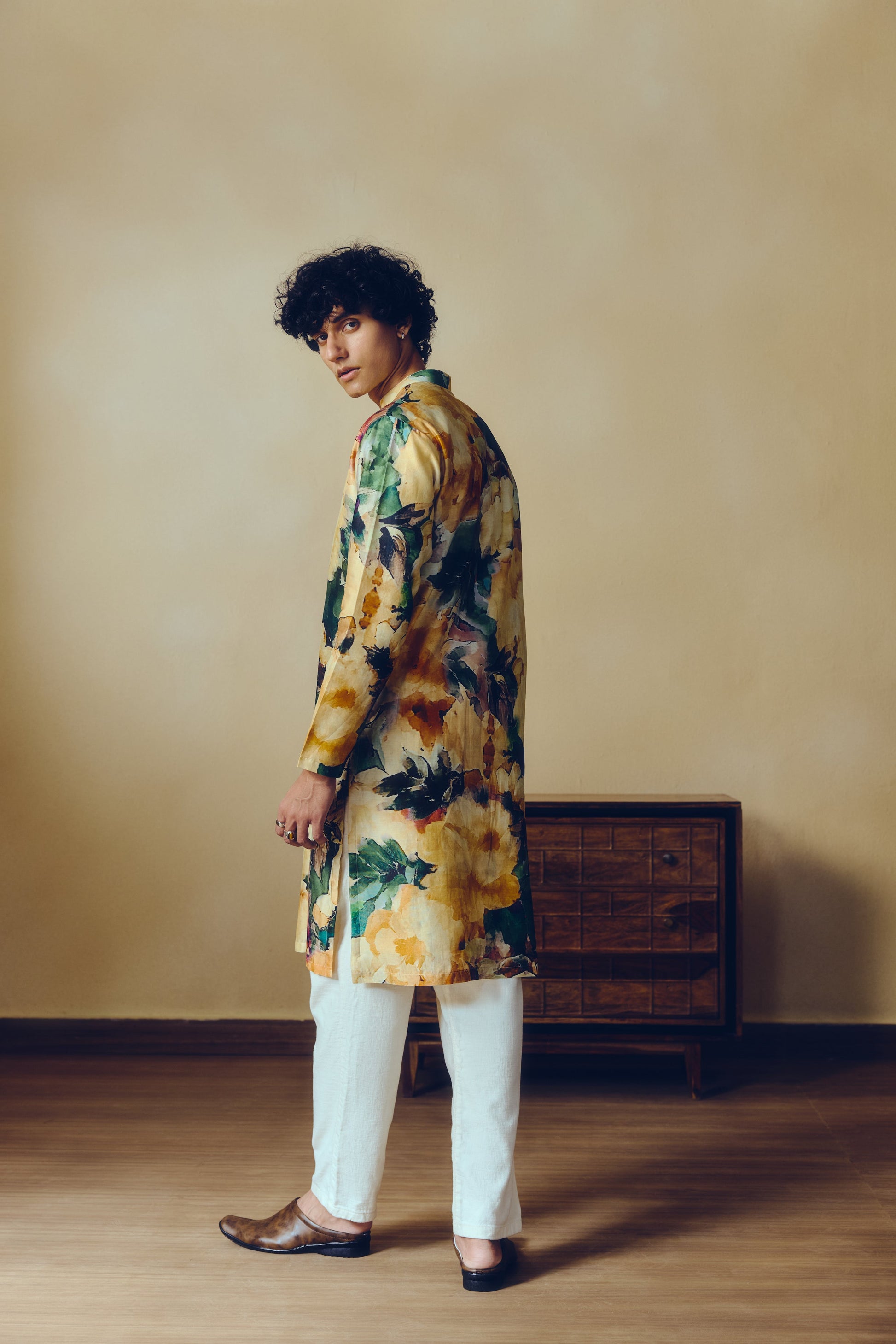 Abstract Print Ruby Kurta in Apricot - Studio 113 Indian designer saree for women