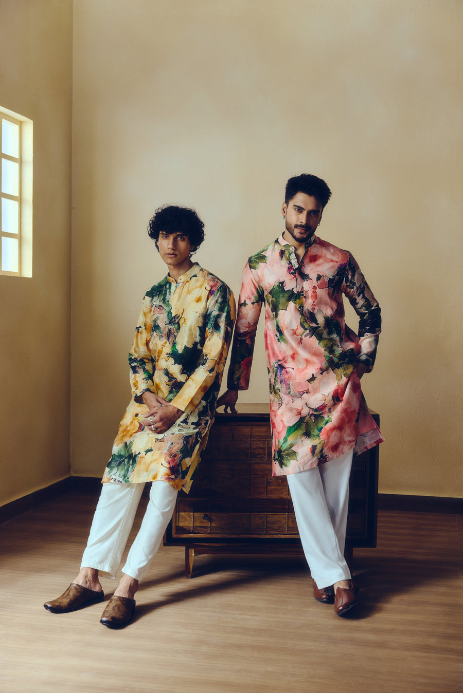 Abstract Print Ruby Kurta in Apricot - Studio 113 Indian designer saree for women