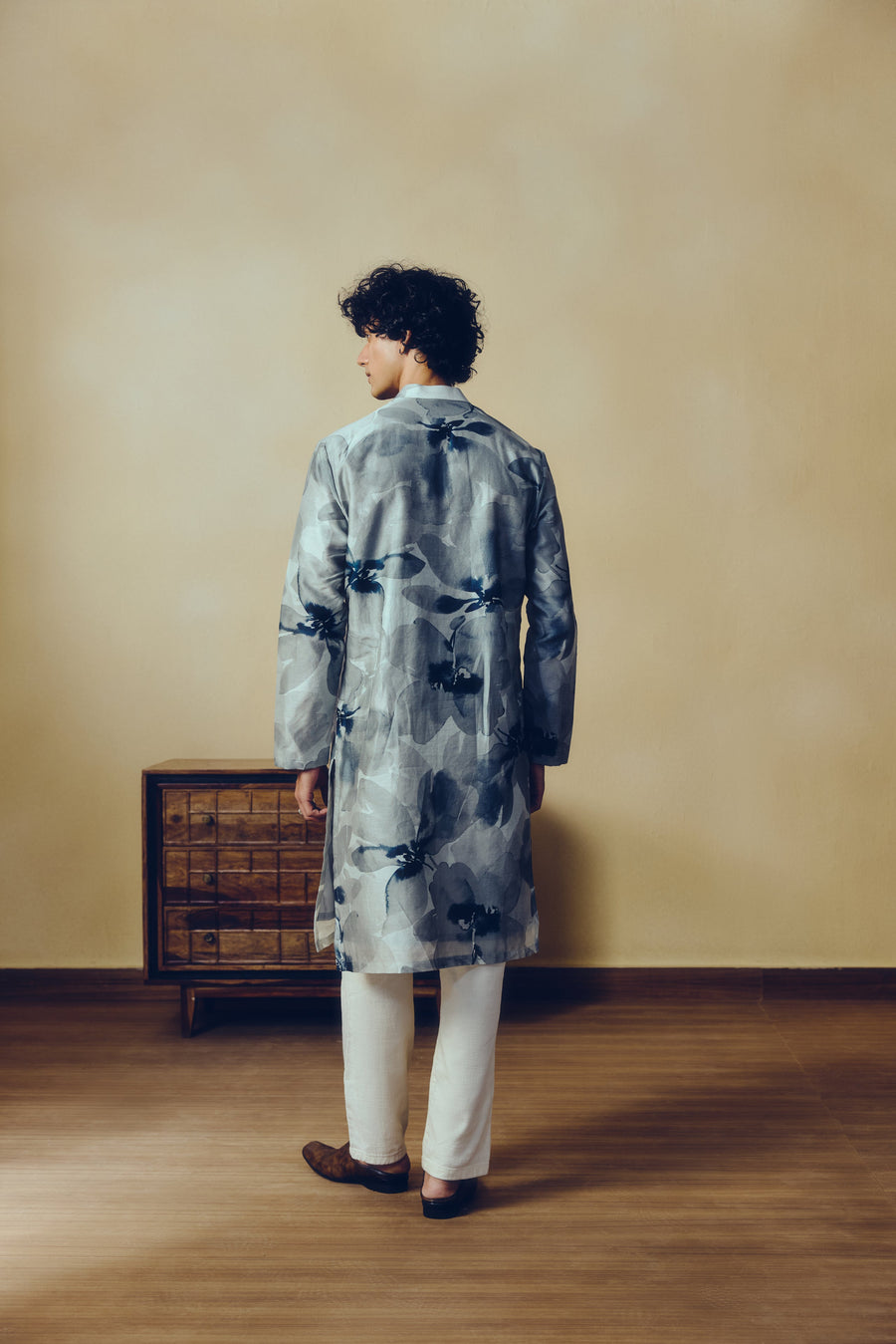 Floral Print Lara Kurta in French Grey - Studio 113 Indian designer saree for women