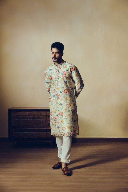 Floral print Meera Kurta in White - Studio 113 Indian designer saree for women