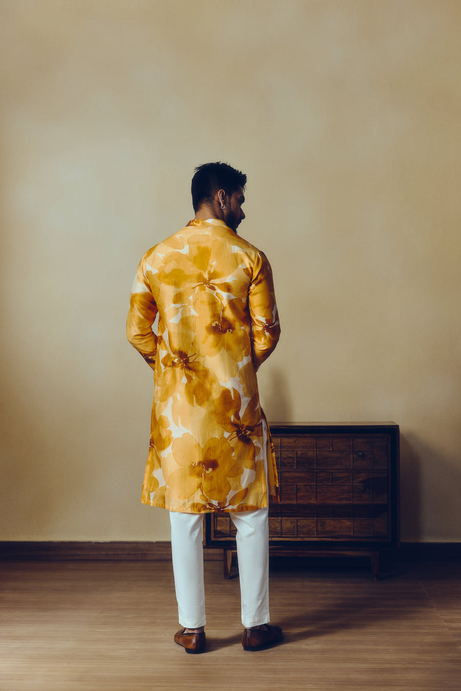 Floral Print Lara Kurta in Tangerine - Studio 113 Indian designer saree for women