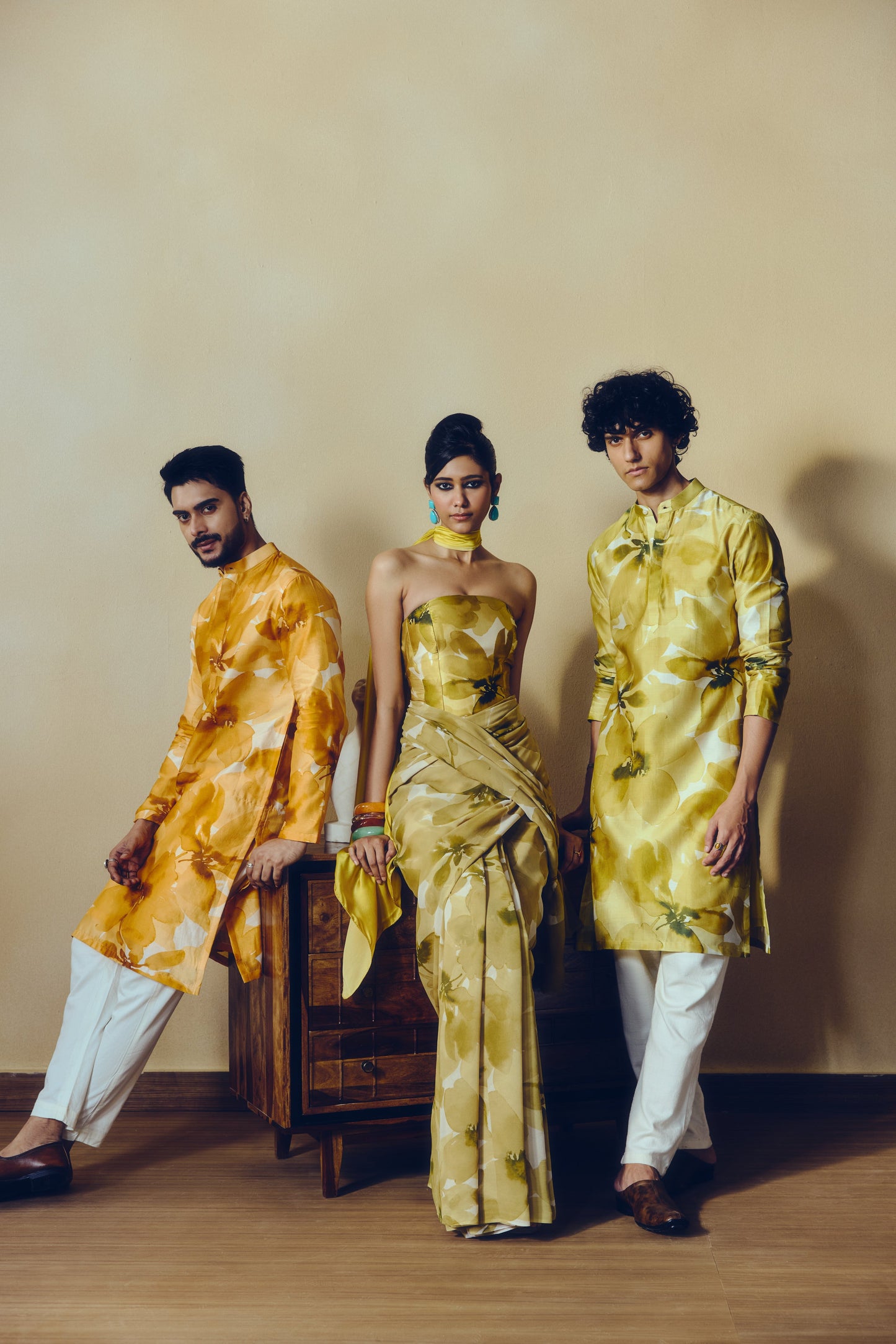 Floral Print Lara Kurta in Tangerine - Studio 113 Indian designer saree for women