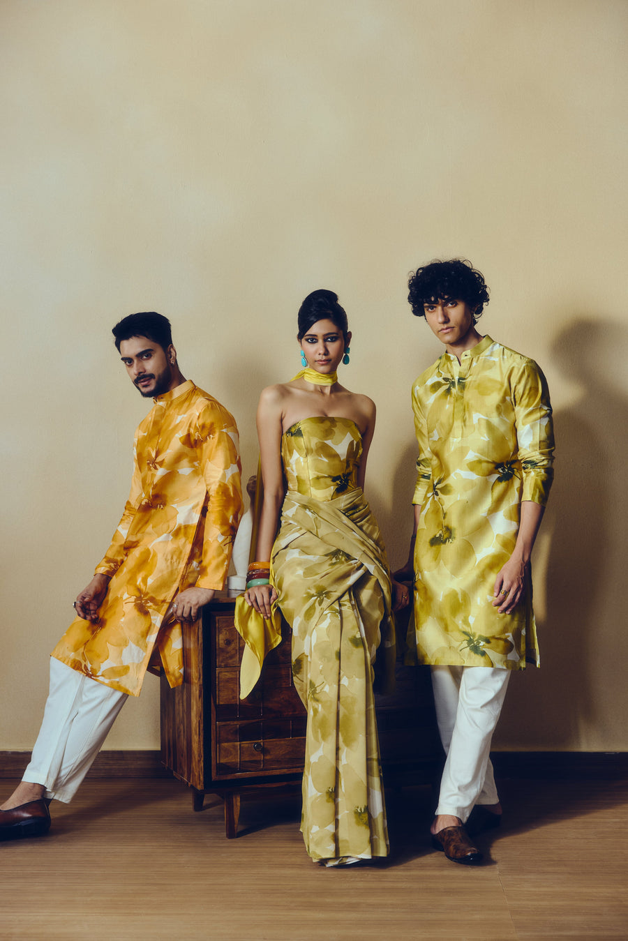 Floral Print Lara Kurta in Tangerine - Studio 113 Indian designer saree for women