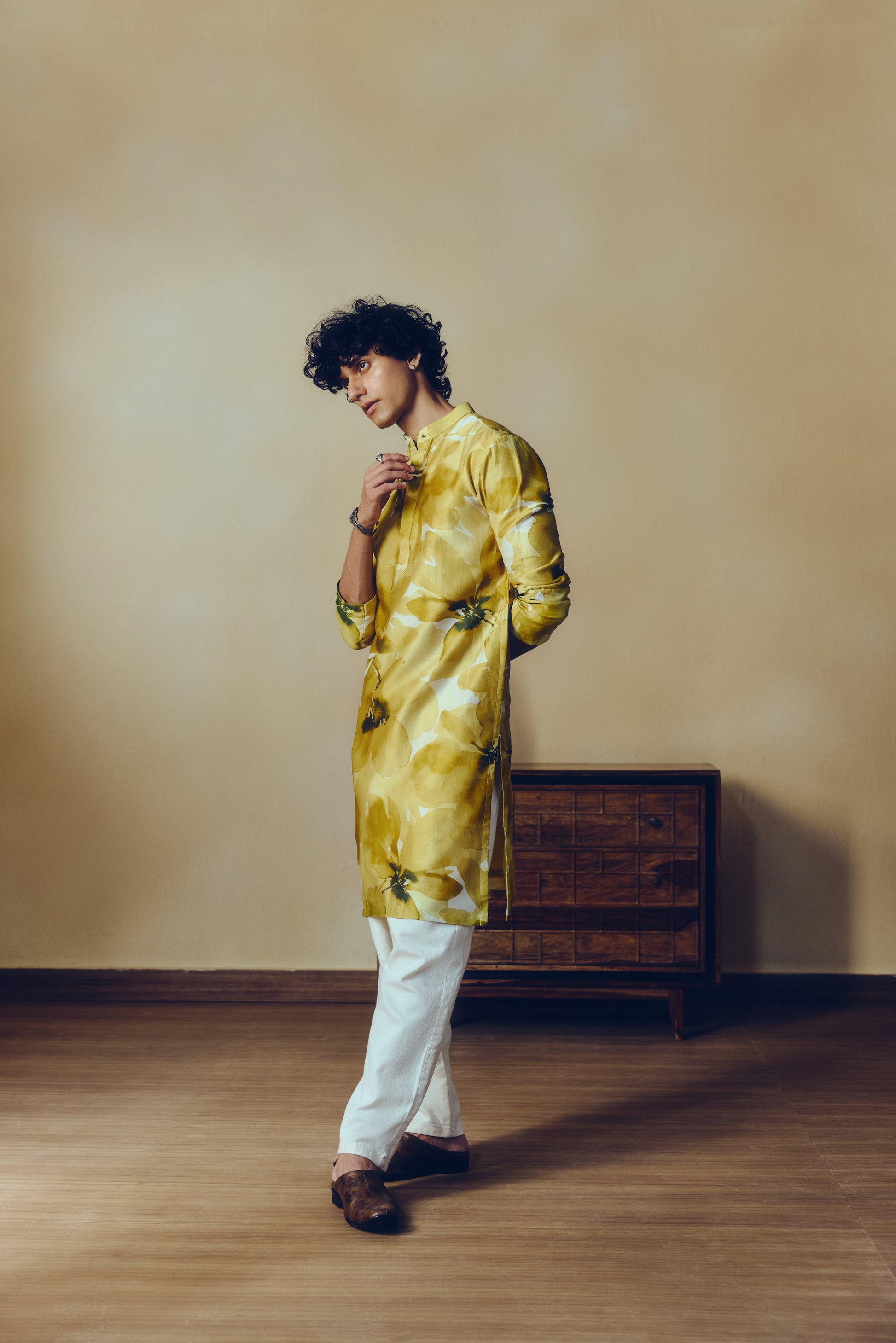 Floral Print Lara Kurta in Lime - Studio 113 Indian designer saree for women