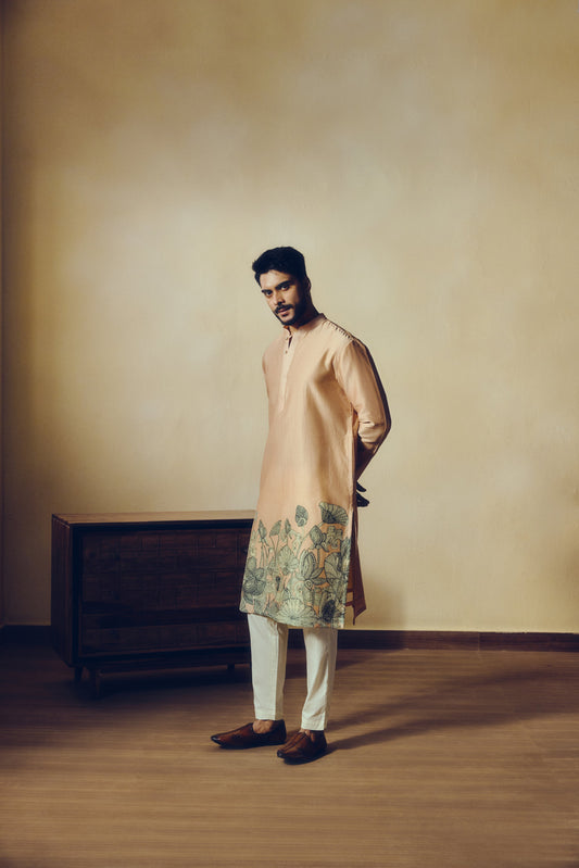 Kantha Print Maya Kurta in Blossom Pink - Studio 113 Indian designer saree for women