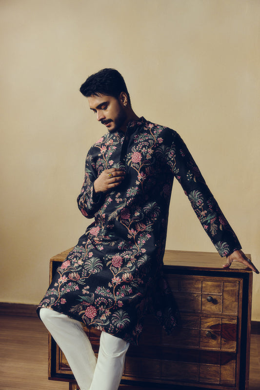 Chintz Print Alka Kurta in Black - Studio 113 Indian designer saree for women