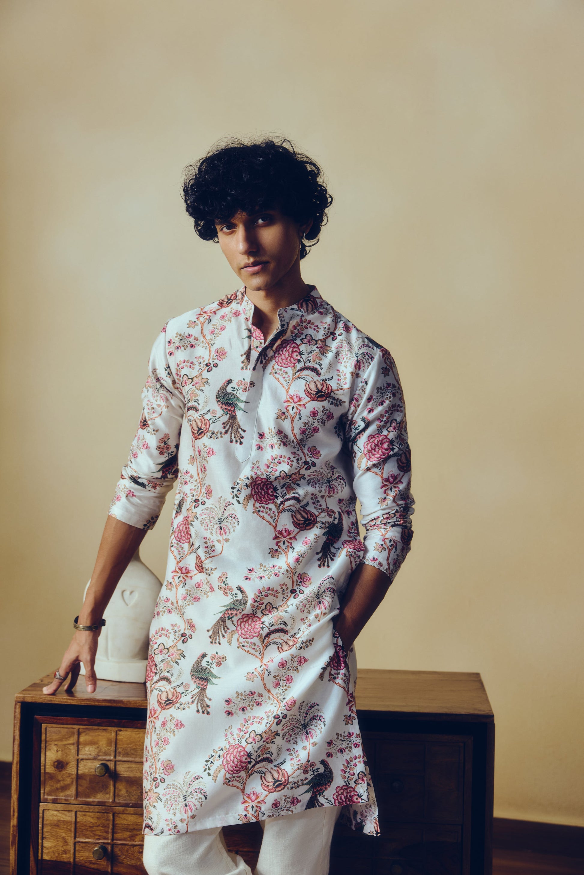 Chintz Print Alka Kurta in White - Studio 113 Indian designer saree for women