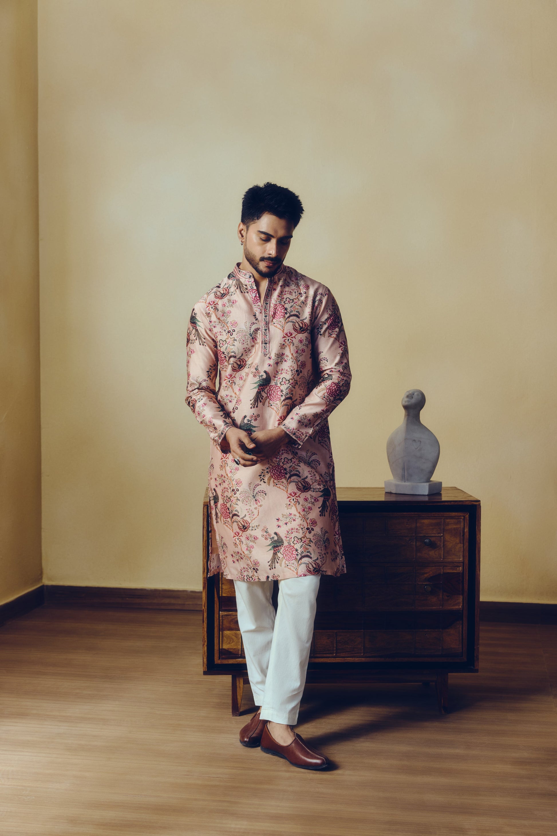 Chintz Print Alka Kurta in Dusty Rose - Studio 113 Indian designer saree for women