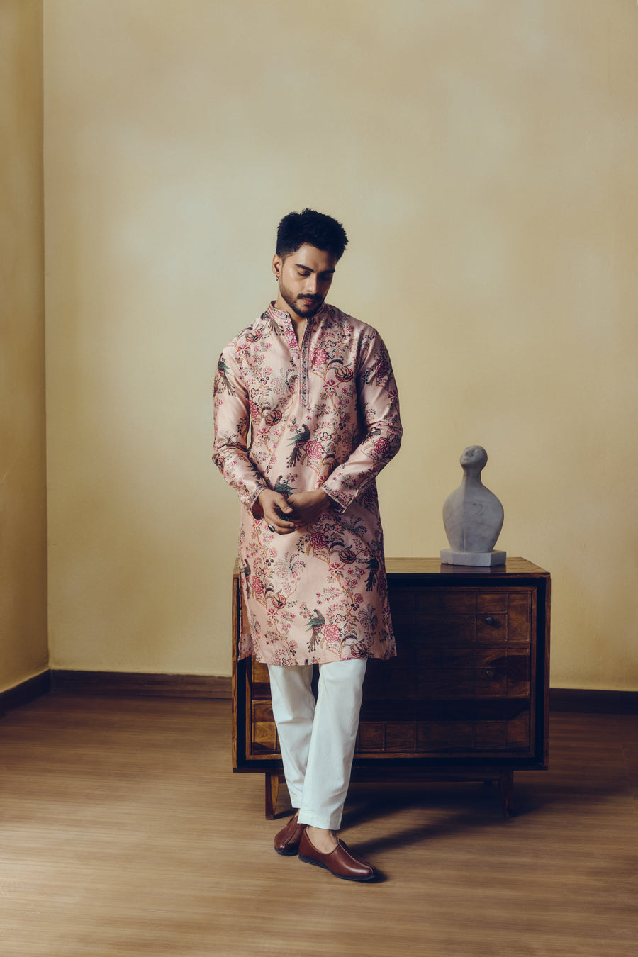 Chintz Print Alka Kurta in Dusty Rose - Studio 113 Indian designer saree for women