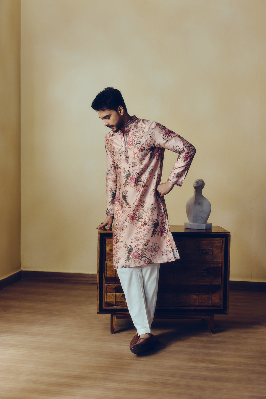 Chintz Print Alka Kurta in Dusty Rose - Studio 113 Indian designer saree for women