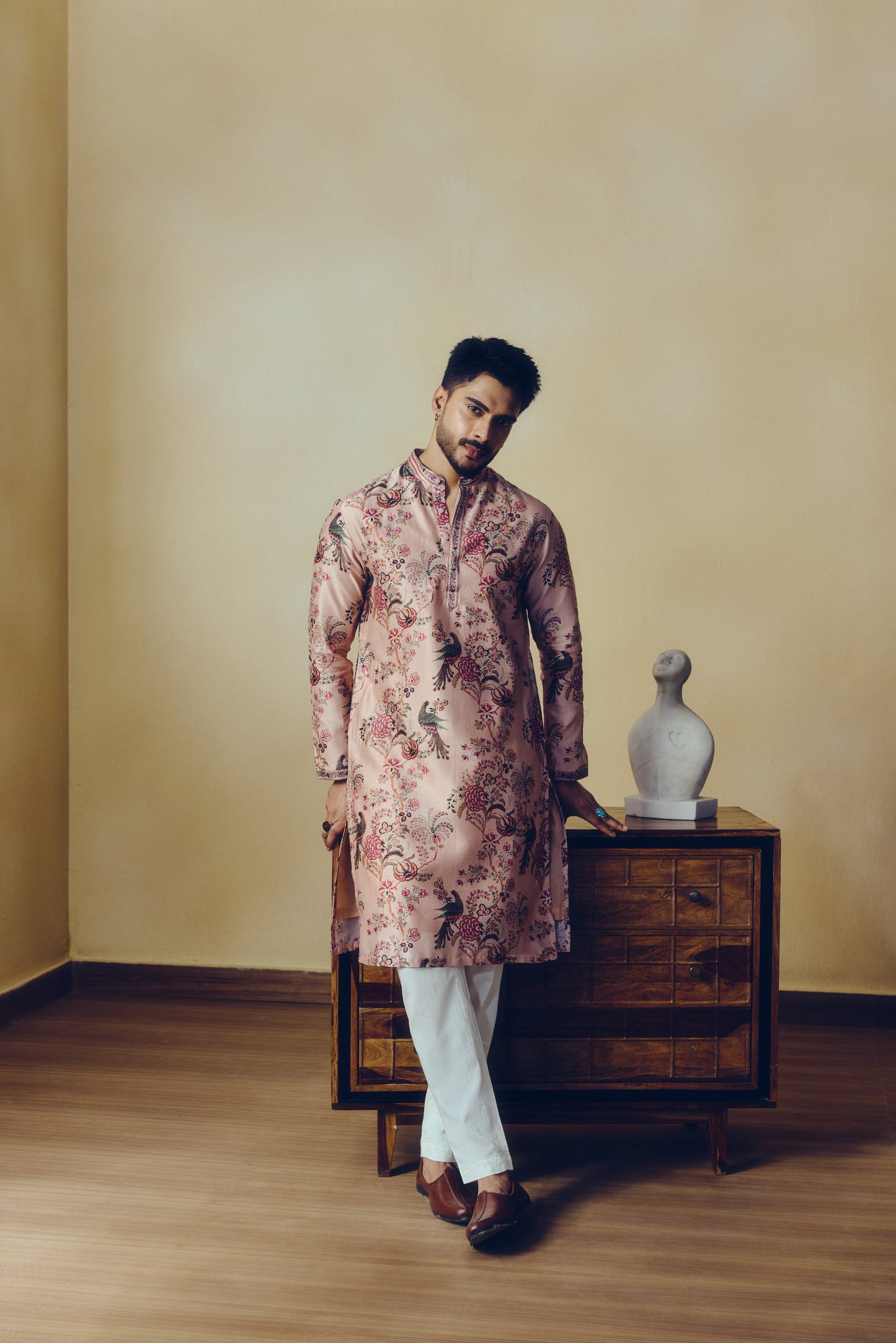 Chintz Print Alka Kurta in Dusty Rose - Studio 113 Indian designer saree for women