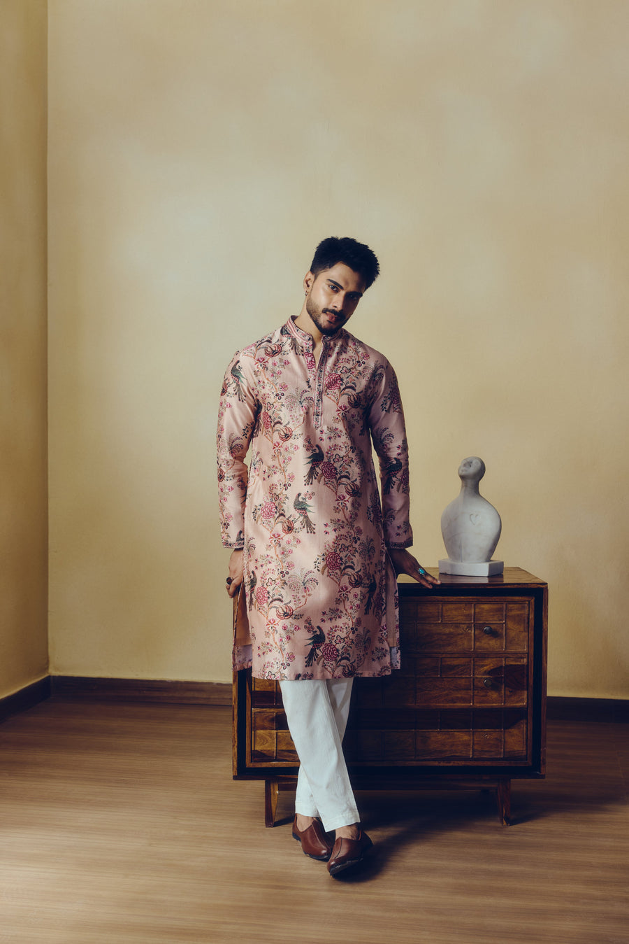 Chintz Print Alka Kurta in Dusty Rose - Studio 113 Indian designer saree for women