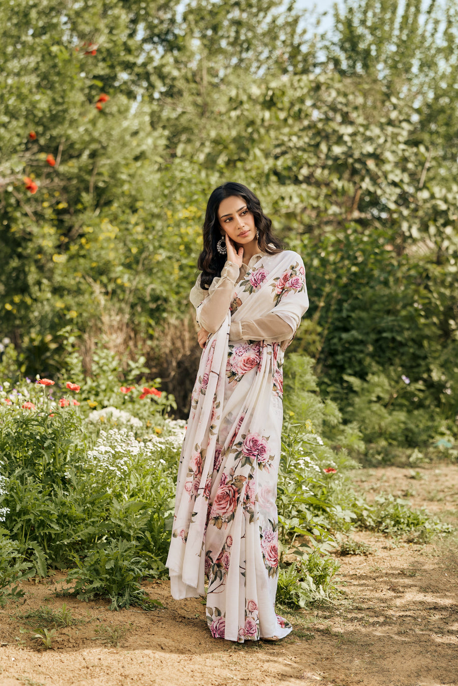 Tania White Saree - Studio 113 Indian designer saree for women