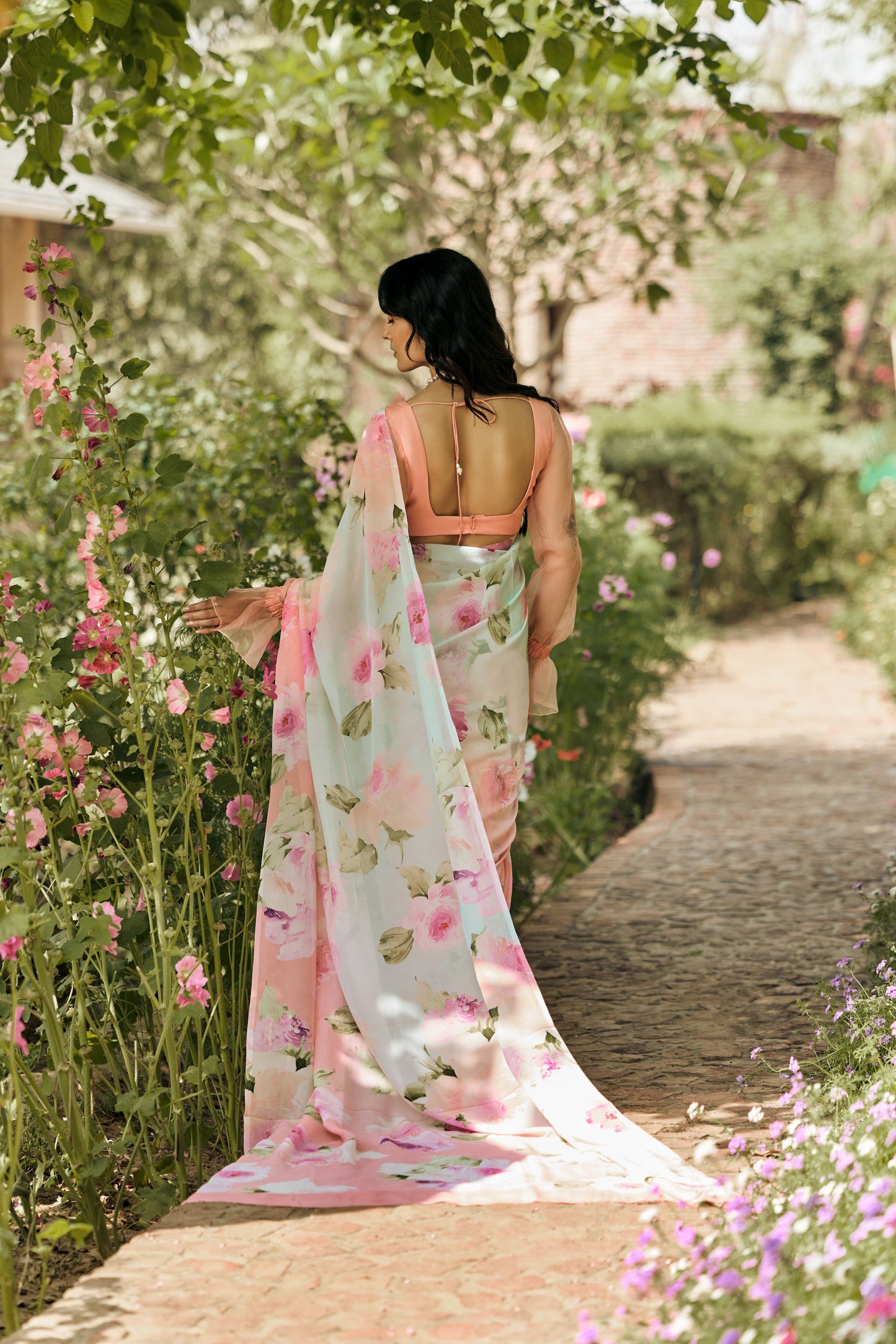 Alea Coral Reef Ombre Saree - Studio 113 Indian designer saree for women