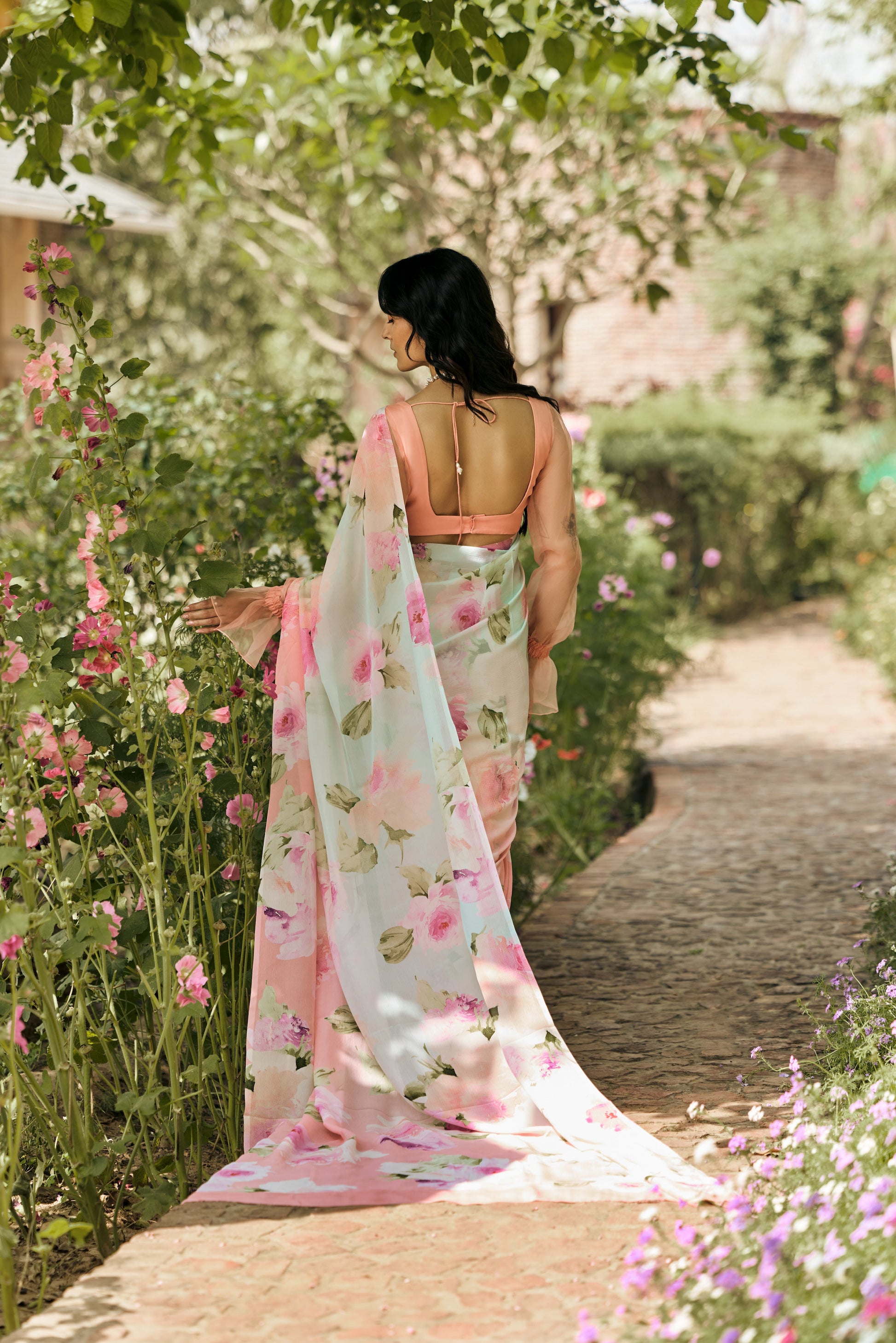 Alea Coral Reef Ombre Saree - Studio 113 Indian designer saree for women