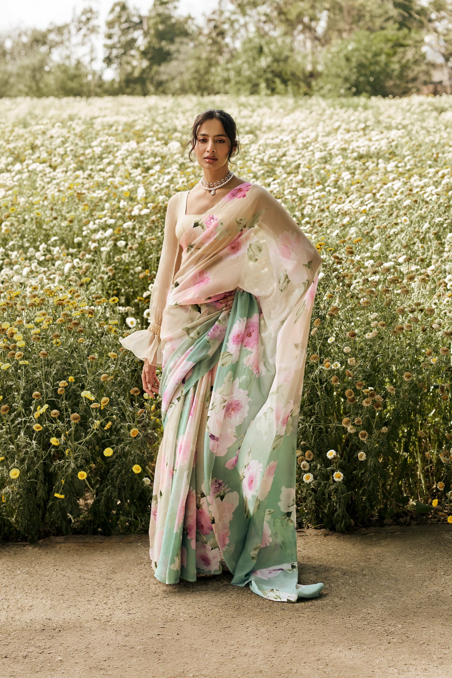 Alea Hazel Green Ombre Saree - Studio 113 Indian designer saree for women