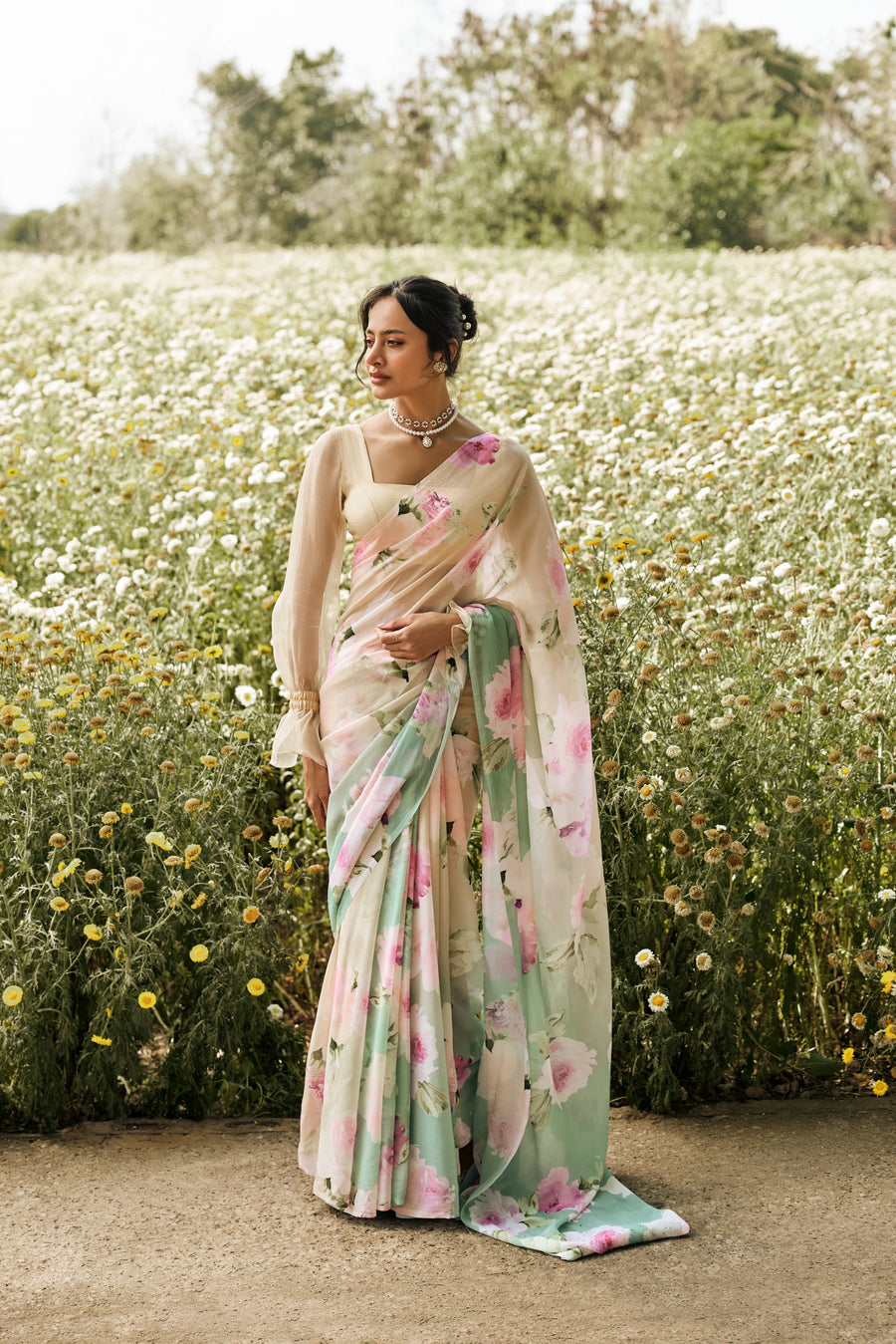 Alea Hazel Green Ombre Saree - Studio 113 Indian designer saree for women