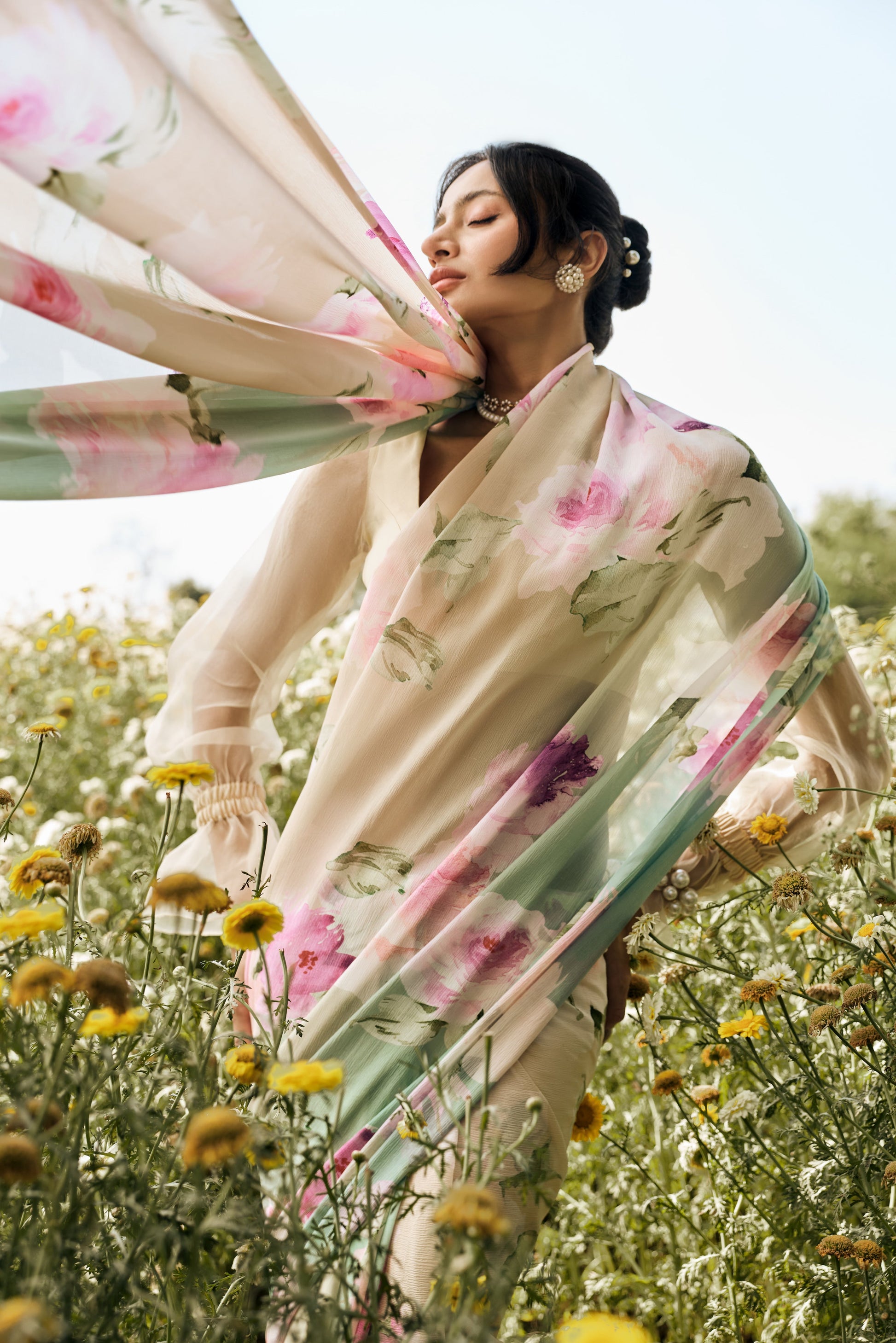 Alea Hazel Green Ombre Saree - Studio 113 Indian designer saree for women