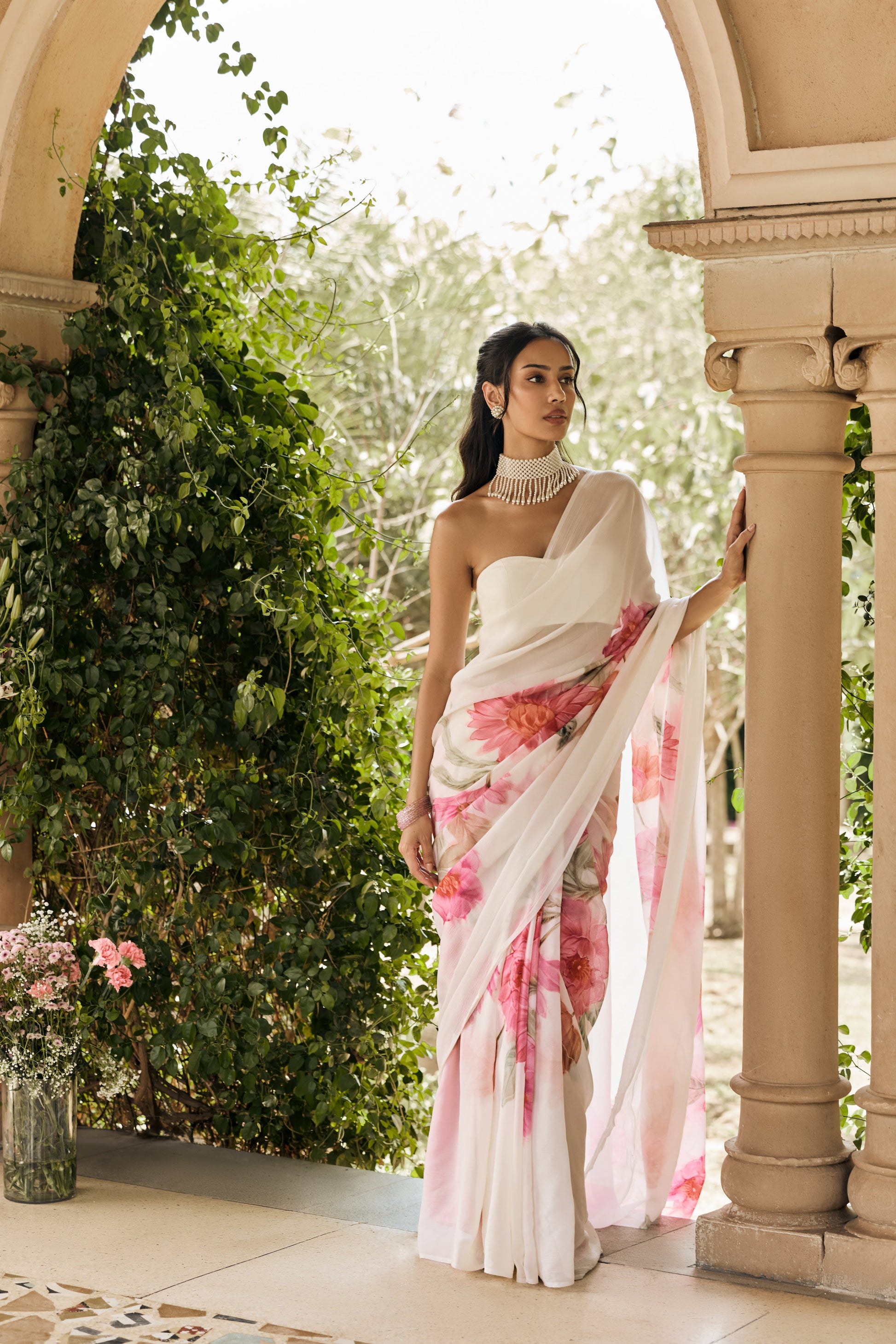 Nora White Saree - Studio 113 Indian designer saree for women