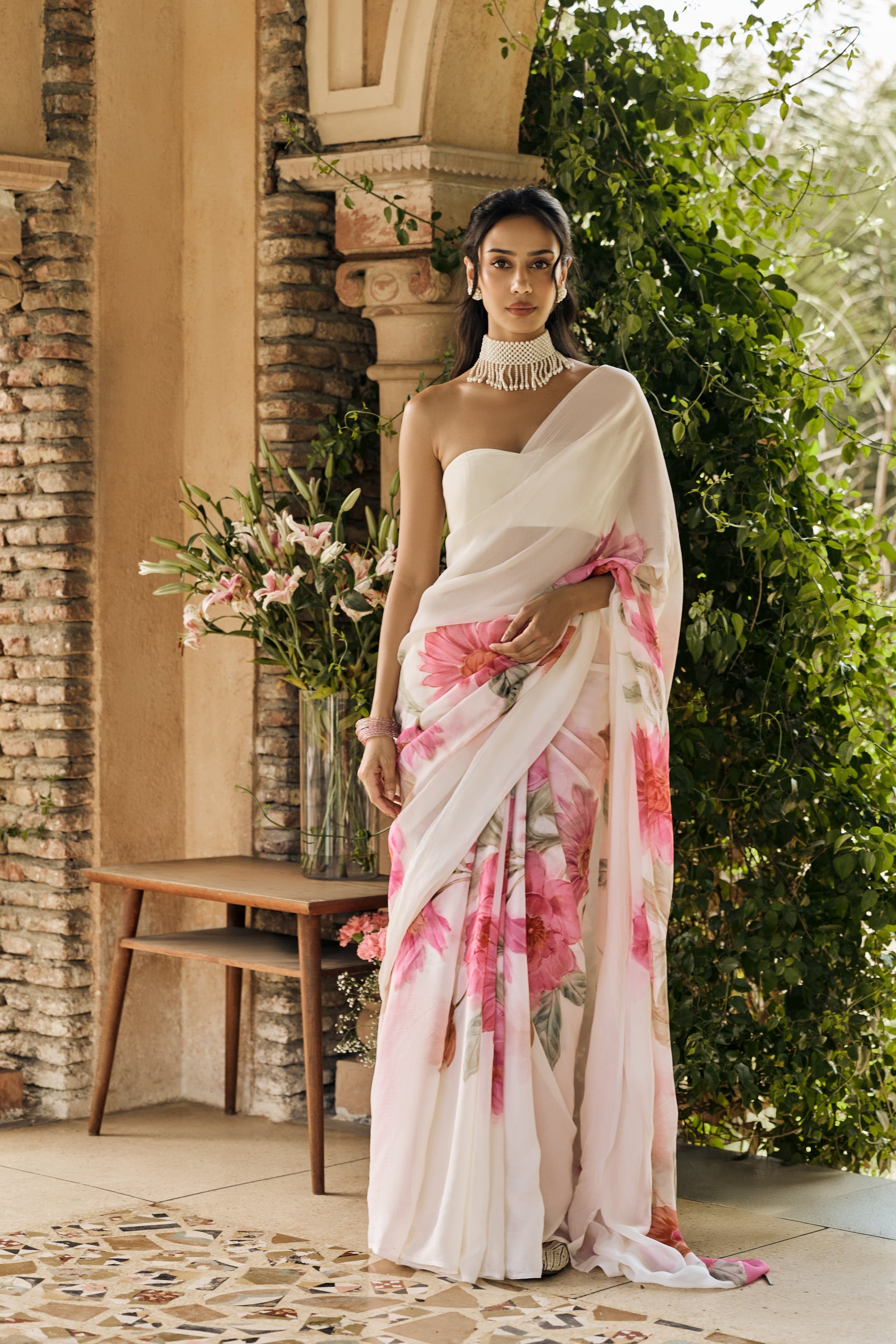 Nora White Saree - Studio 113 Indian designer saree for women