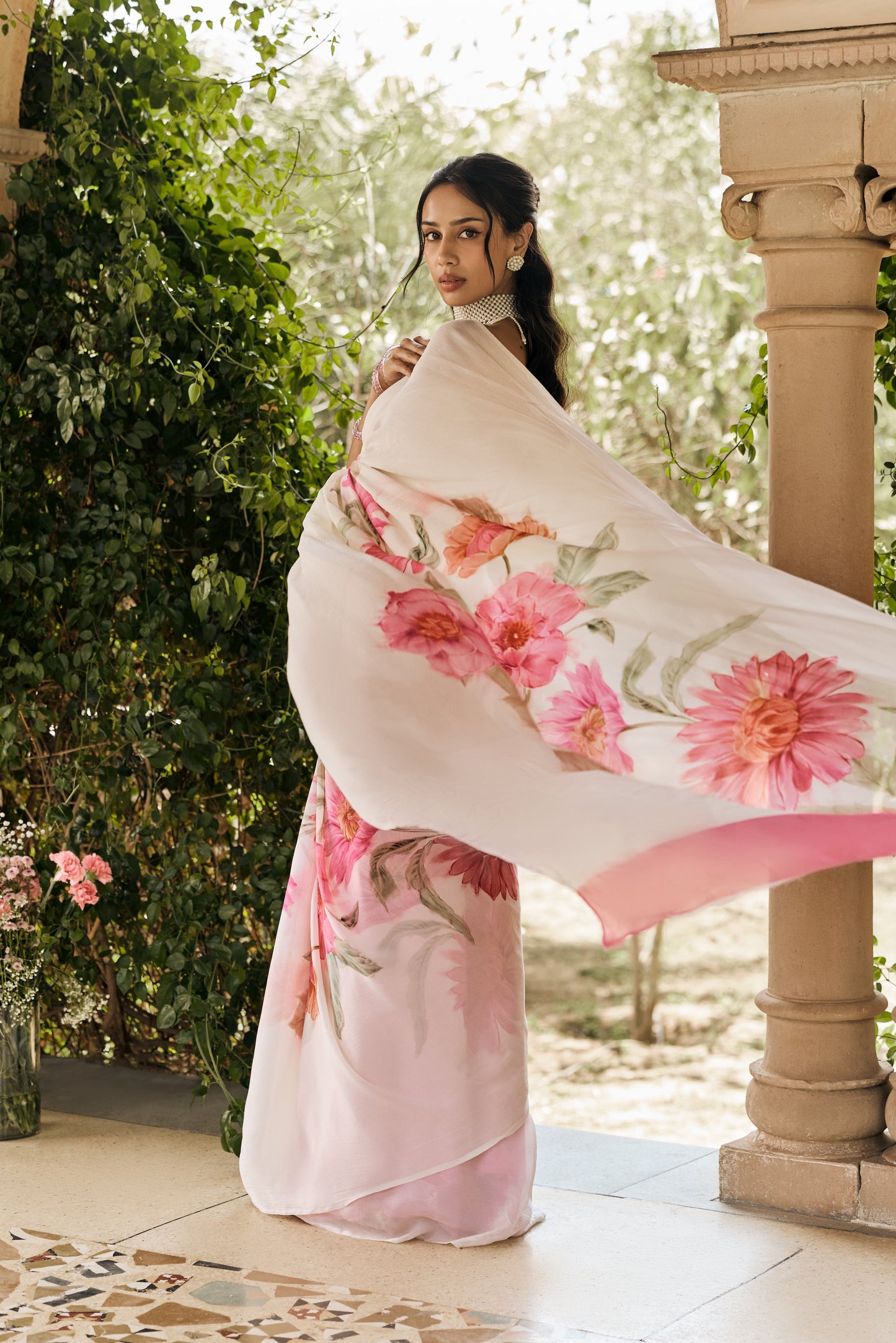 Nora White Saree - Studio 113 Indian designer saree for women