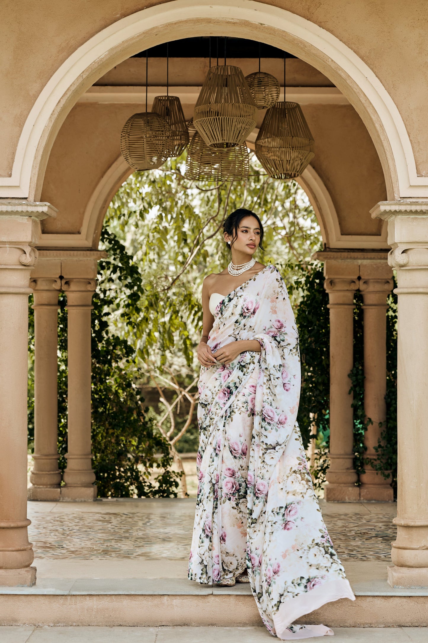 Layla White Saree - Studio 113 Indian designer saree for women