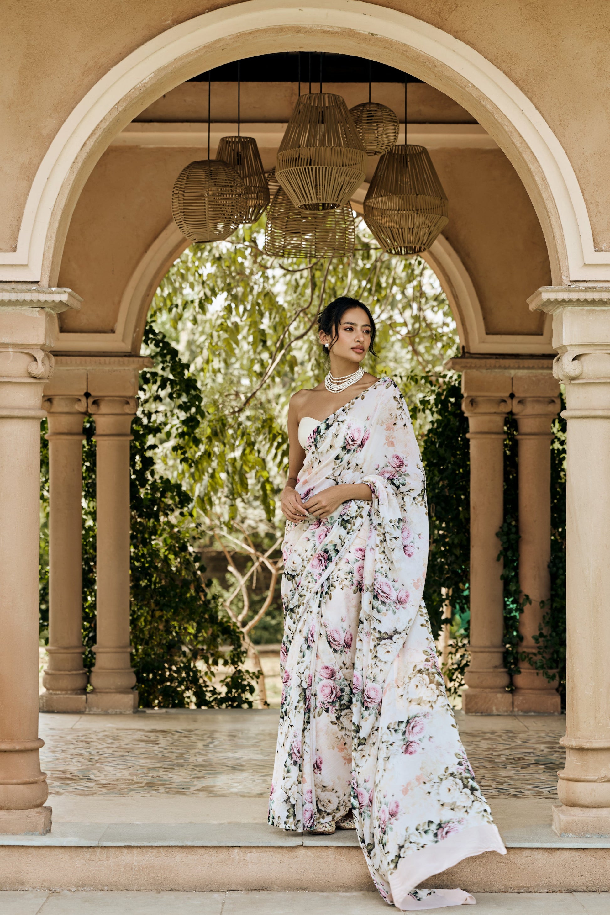 Layla White Saree - Studio 113 Indian designer saree for women