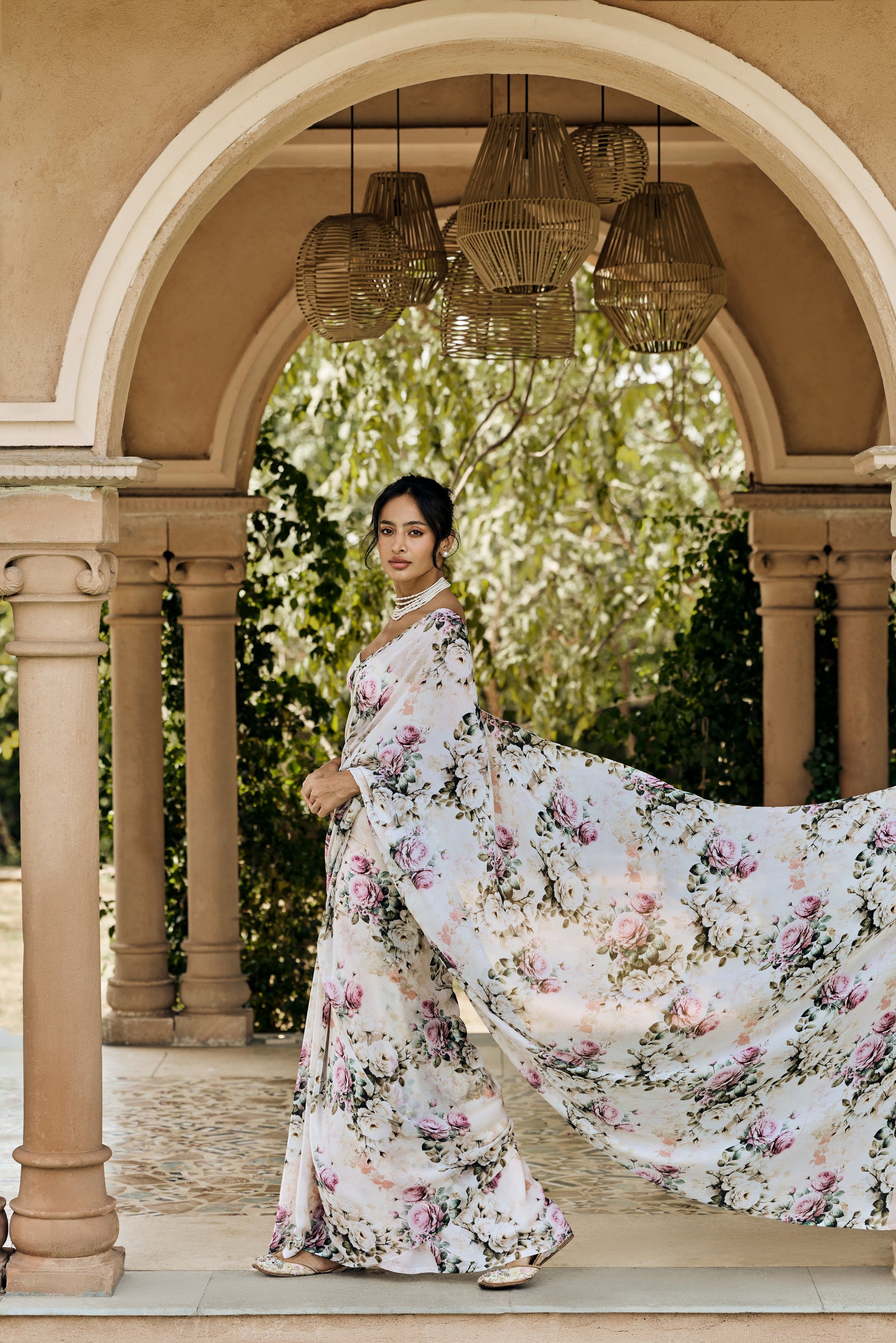 Layla White Saree - Studio 113 Indian designer saree for women