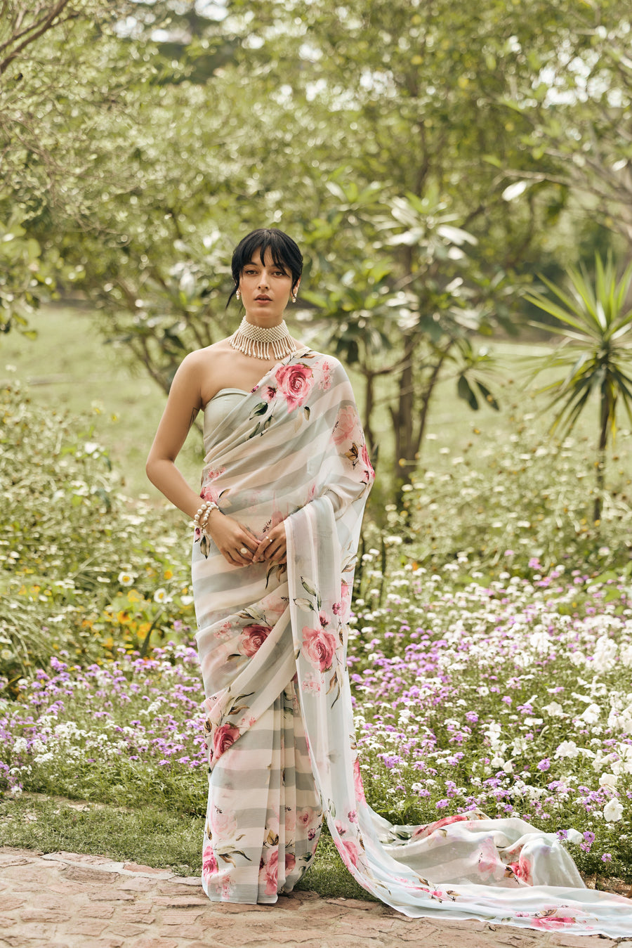 Annie Pearl Blue Saree - Studio 113 Indian designer saree for women