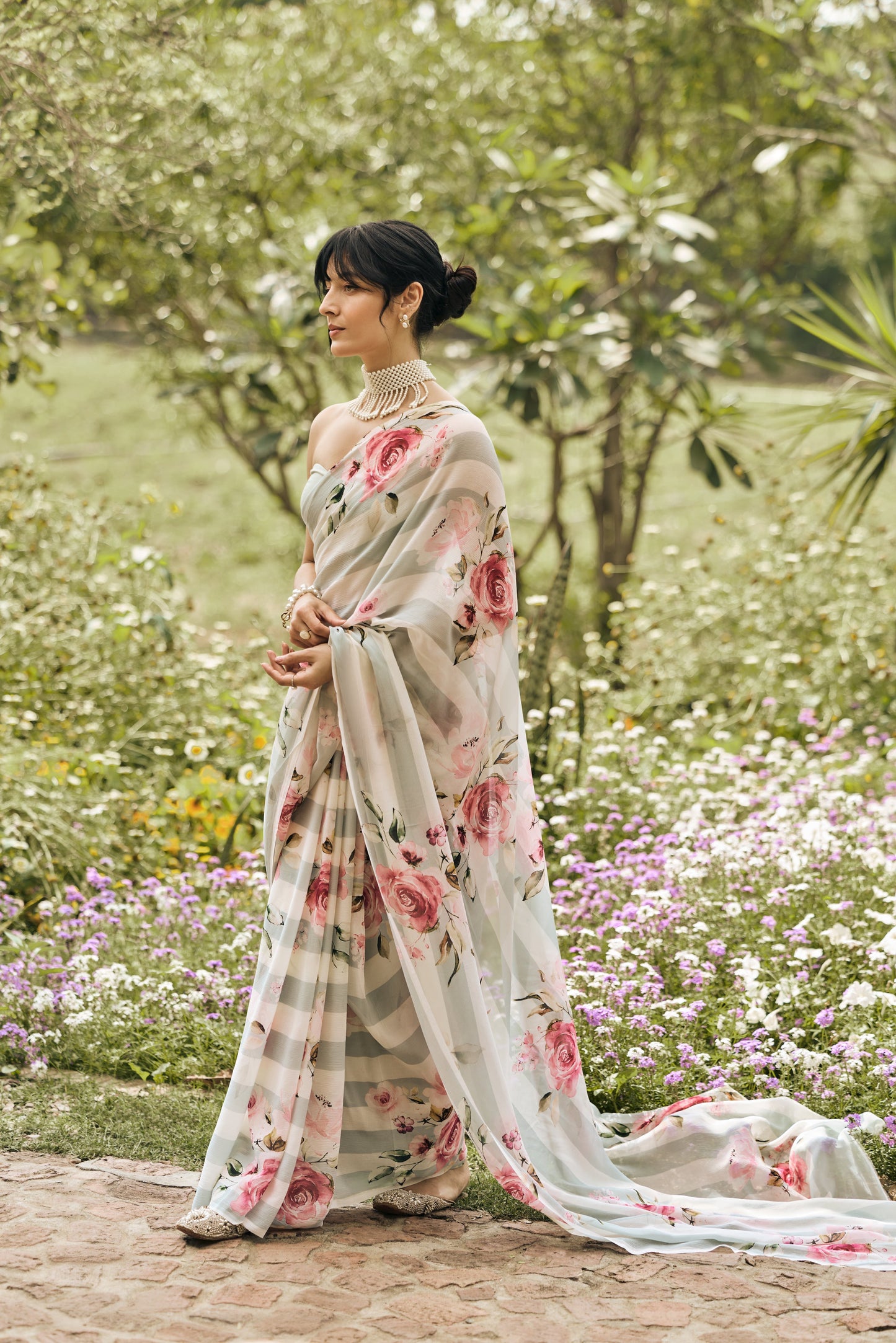 Annie Pearl Blue Saree - Studio 113 Indian designer saree for women