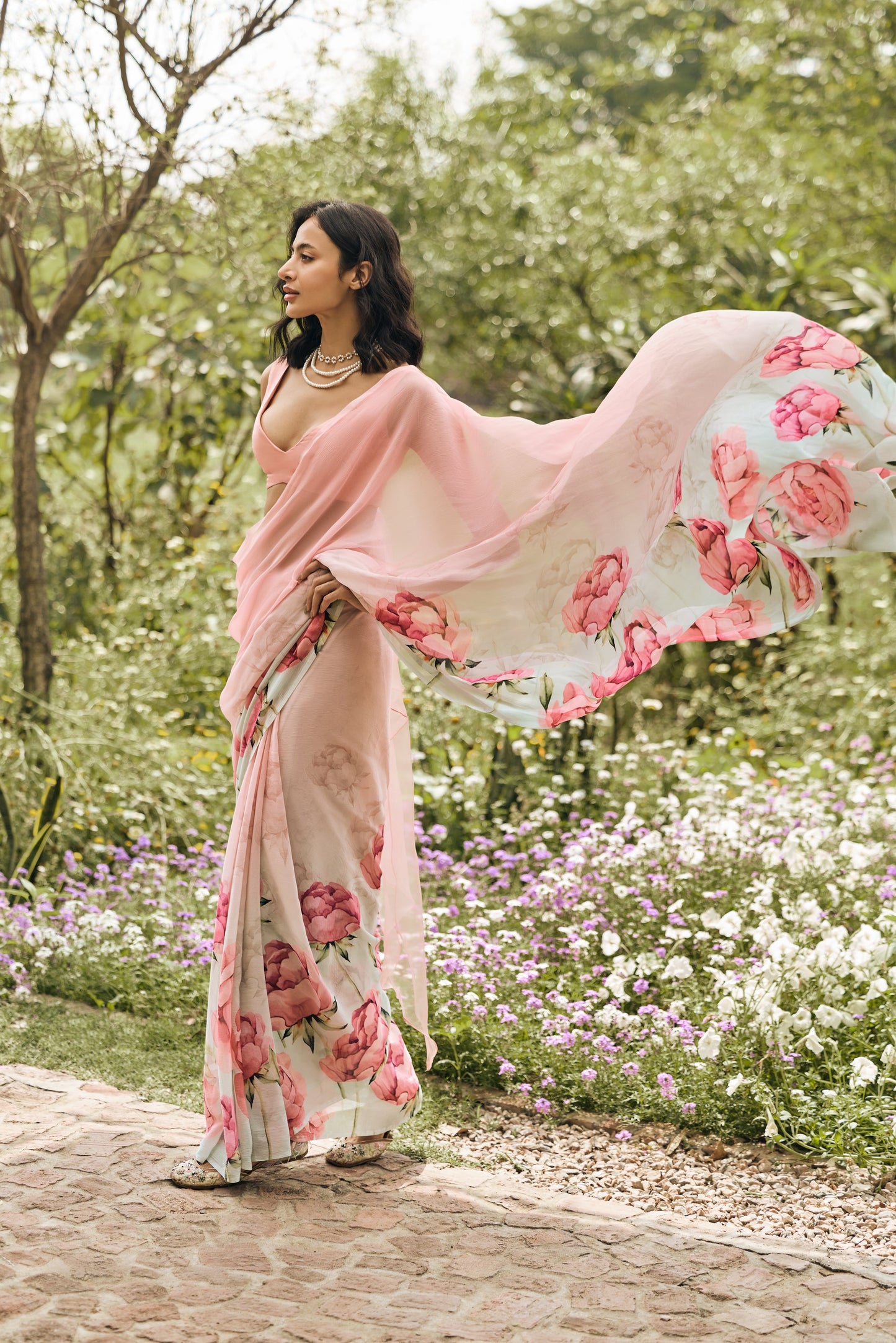 Monica Coral Reef Ombre Saree - Studio 113 Indian designer saree for women