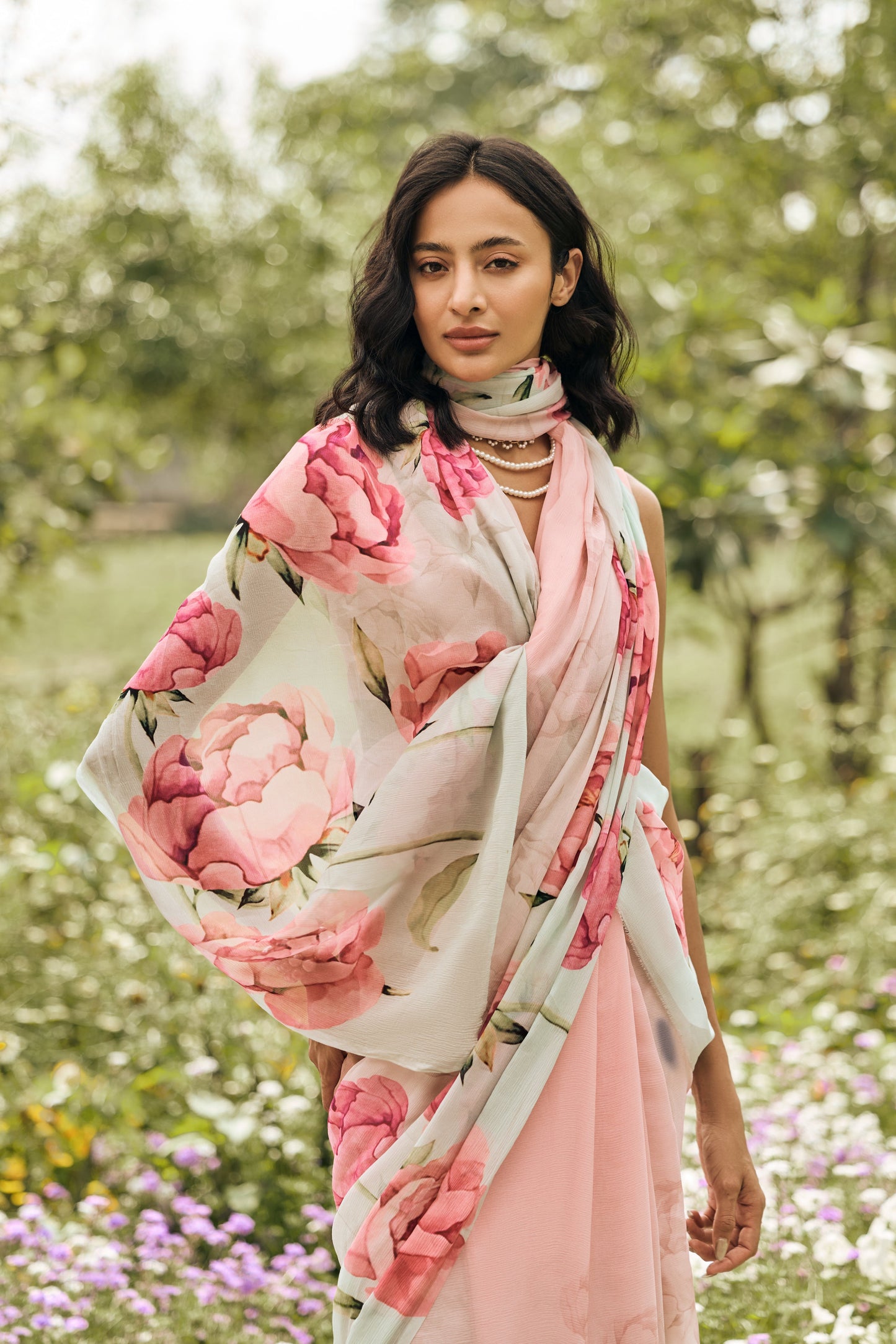 Monica Coral Reef Ombre Saree - Studio 113 Indian designer saree for women