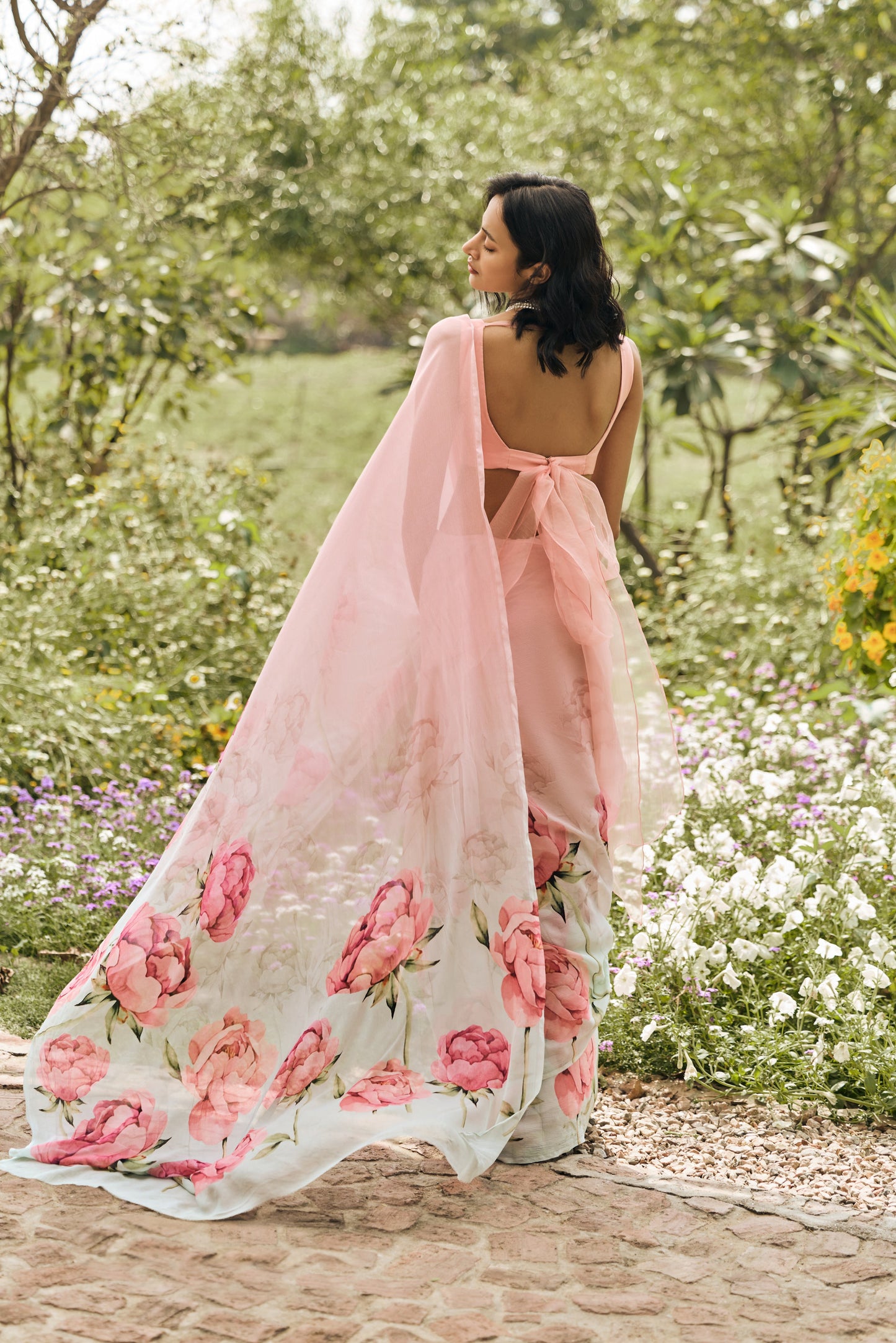 Monica Coral Reef Ombre Saree - Studio 113 Indian designer saree for women