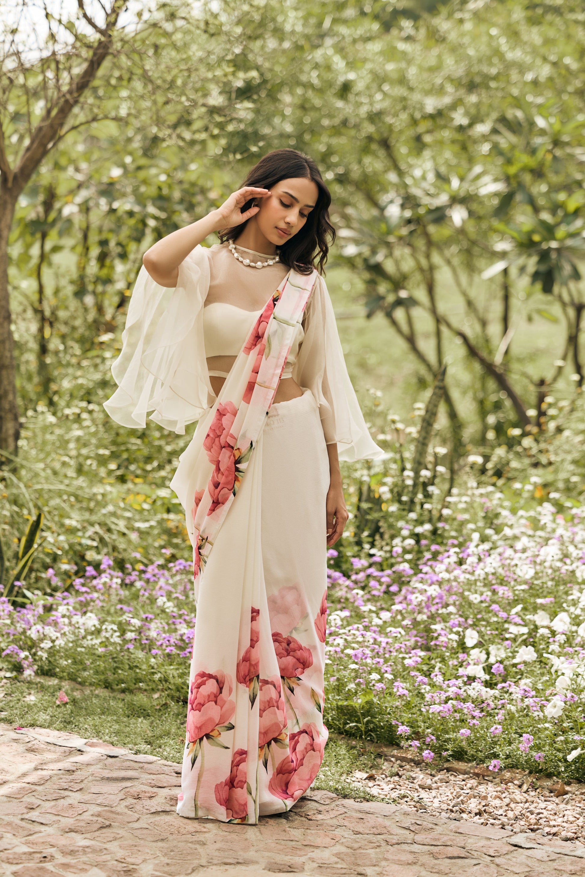 Monica White Saree - Studio 113 Indian designer saree for women