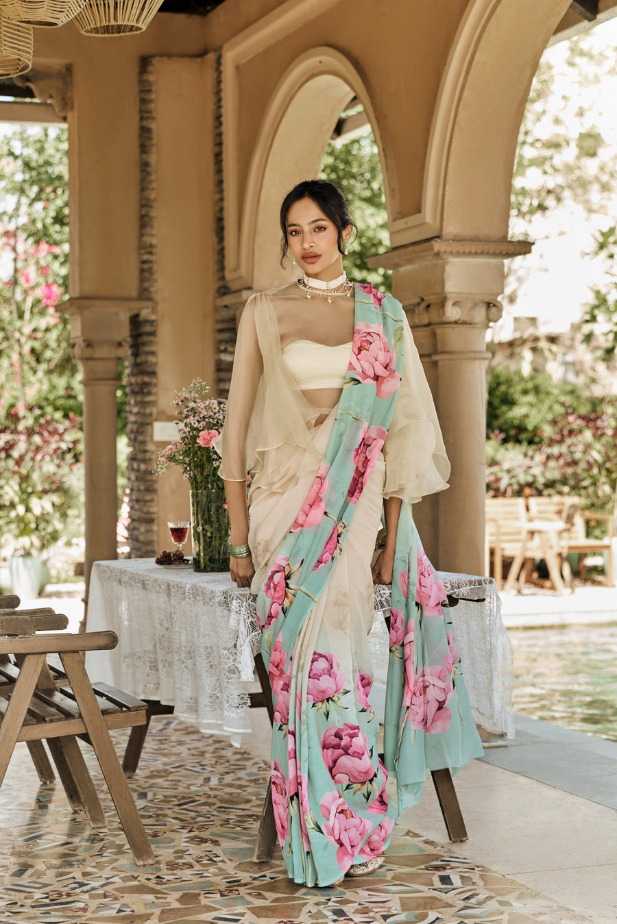 Monica Ocean Breeze Ombre Saree - Studio 113 Indian designer saree for women