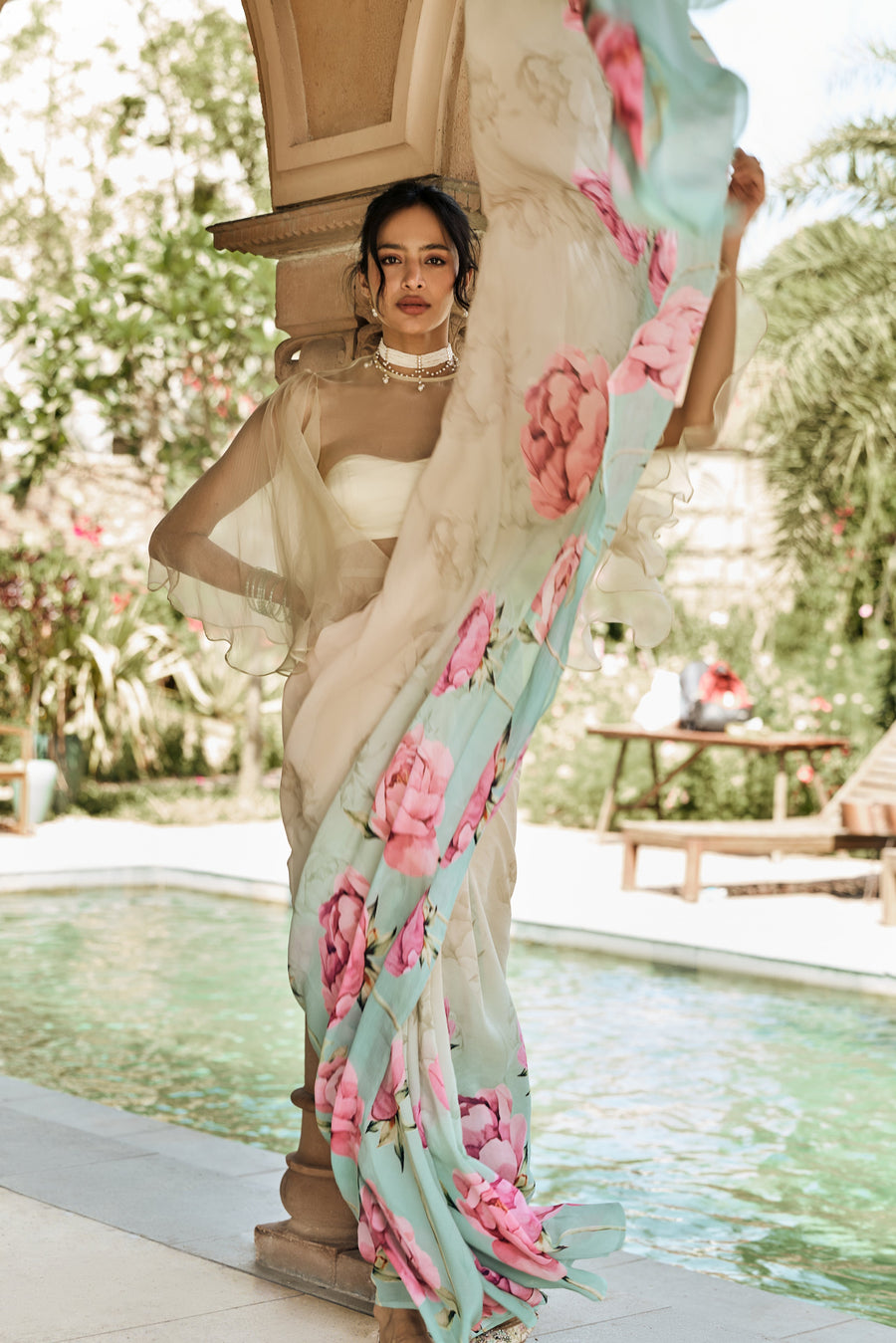 Monica Ocean Breeze Ombre Saree - Studio 113 Indian designer saree for women