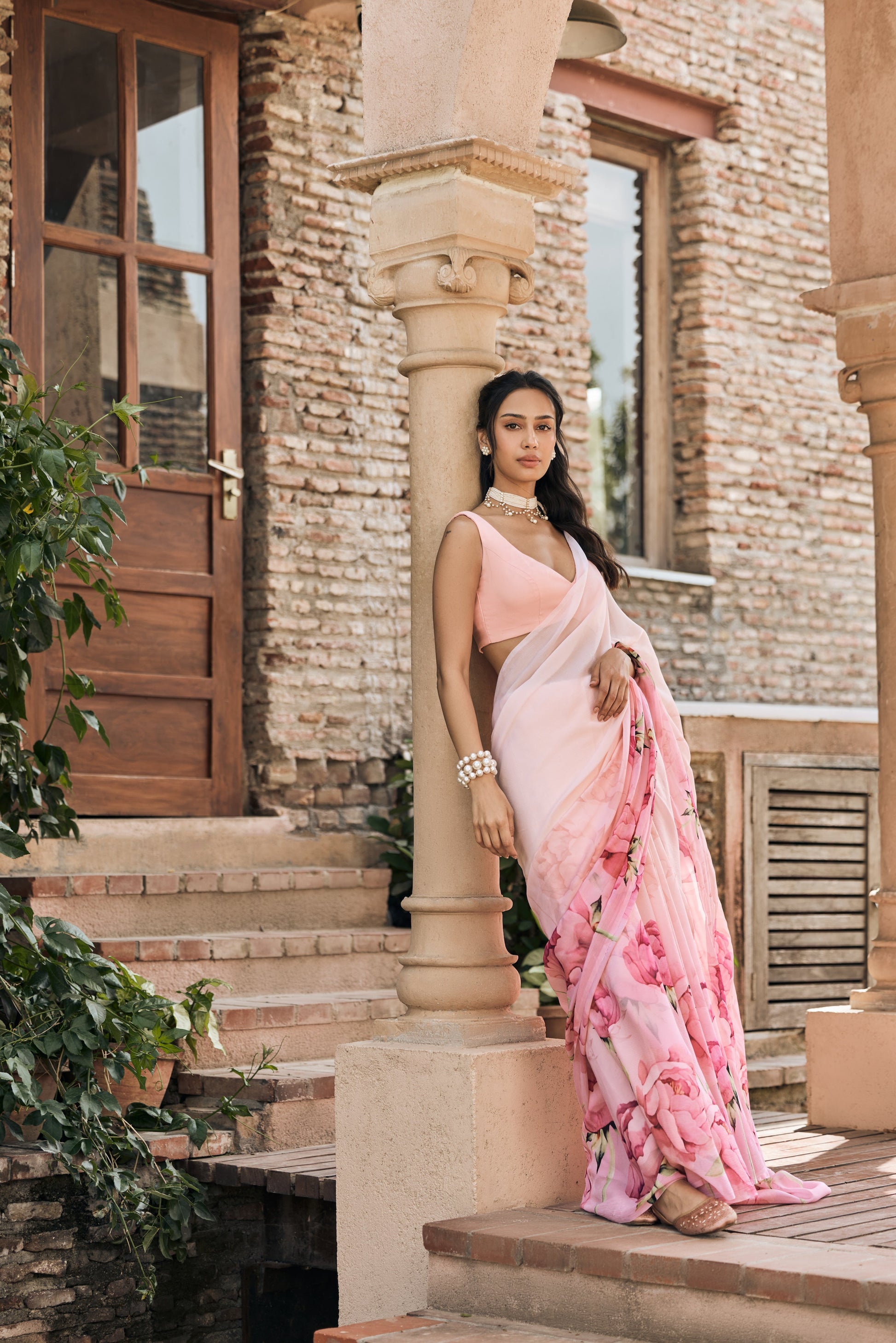 Monica Blossom Pink Ombre Saree - Studio 113 Indian designer saree for women