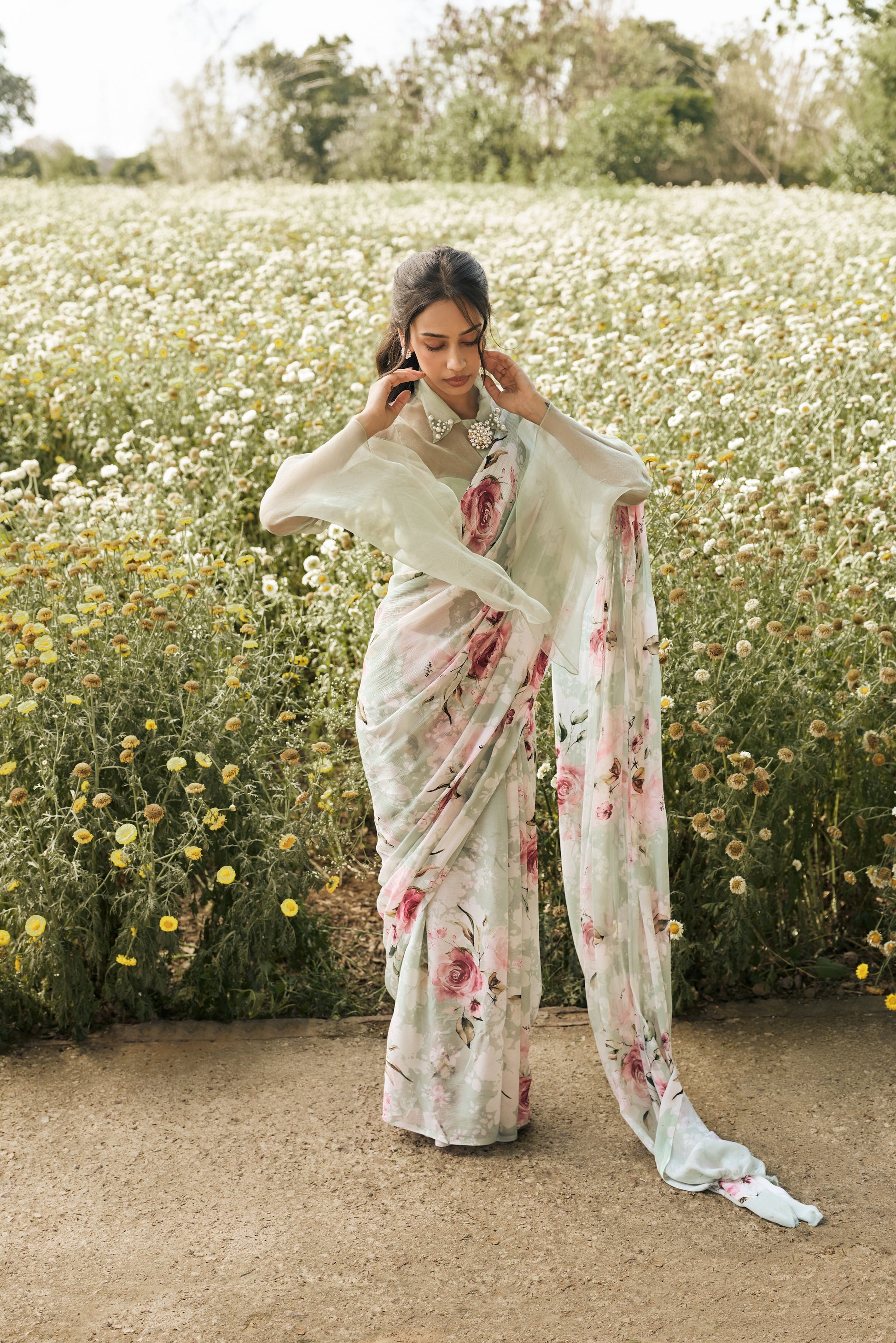 Veronica Mist Green Saree - Studio 113 Indian designer saree for women