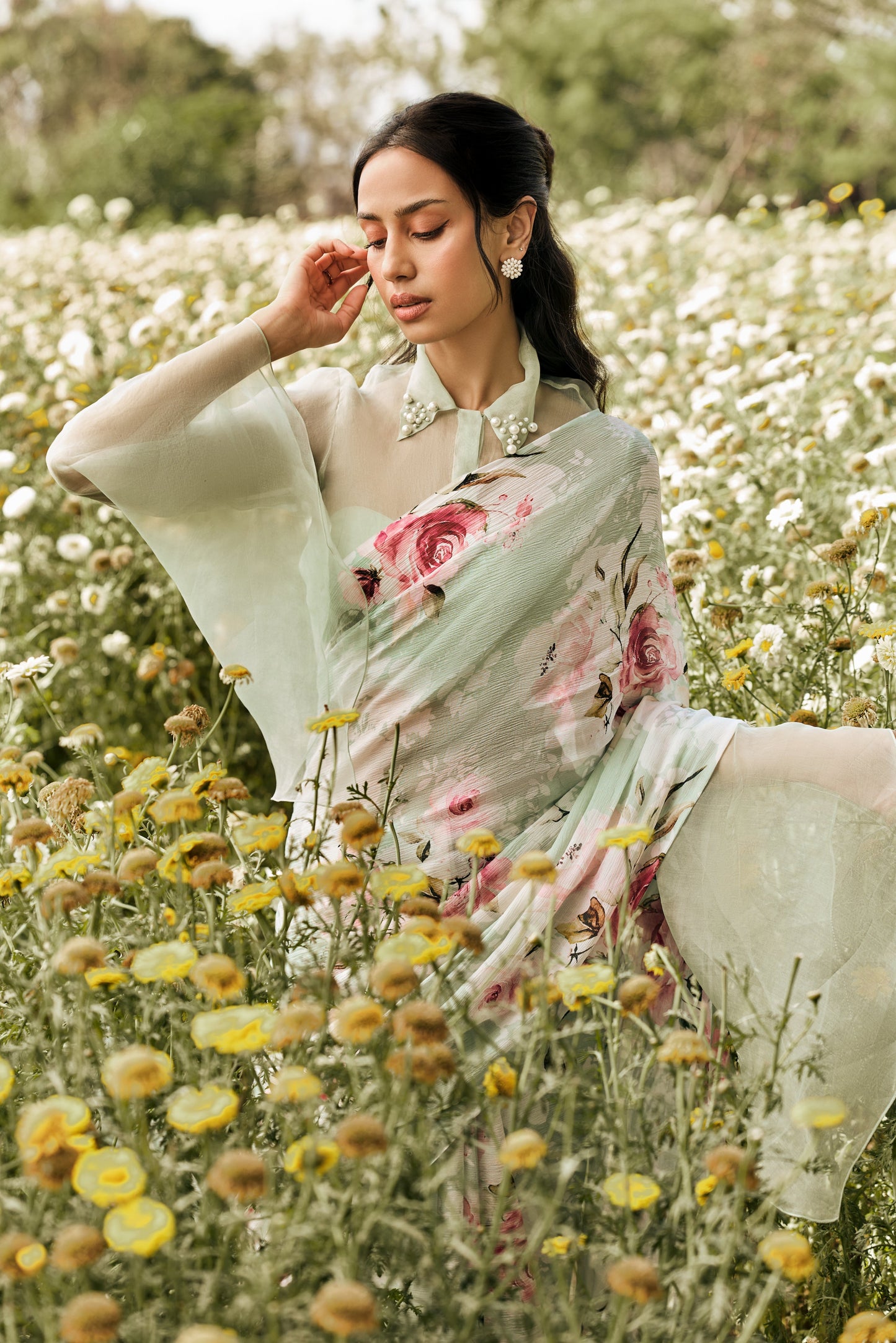 Veronica Mist Green Saree - Studio 113 Indian designer saree for women