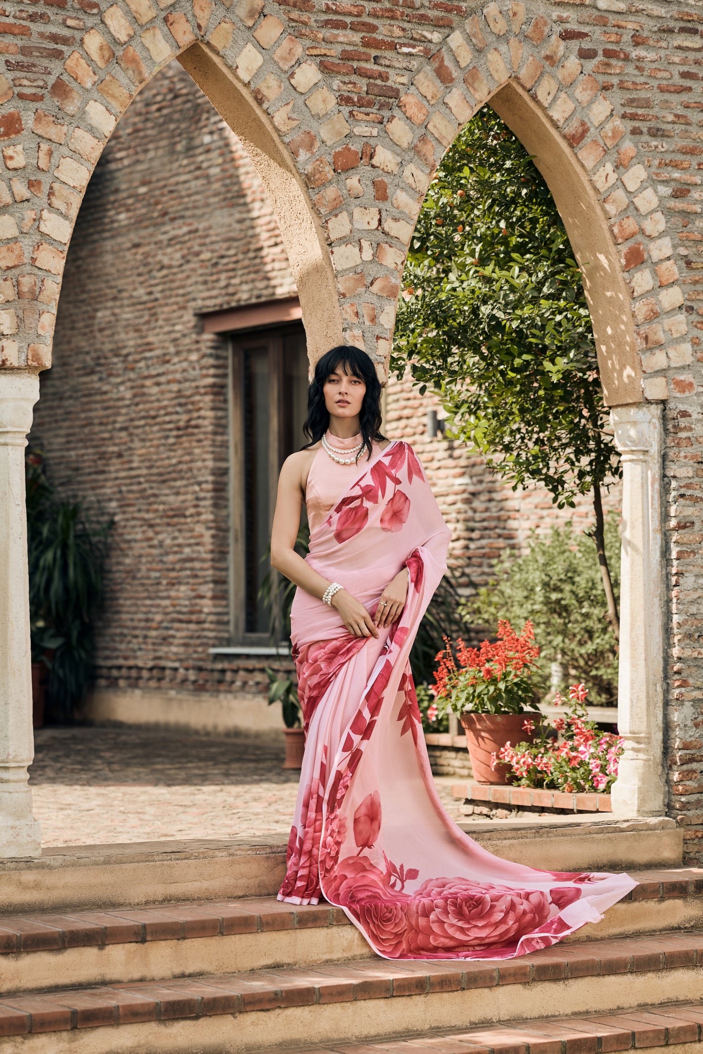 Diana Blossom Pink Saree - Studio 113 Indian designer saree for women