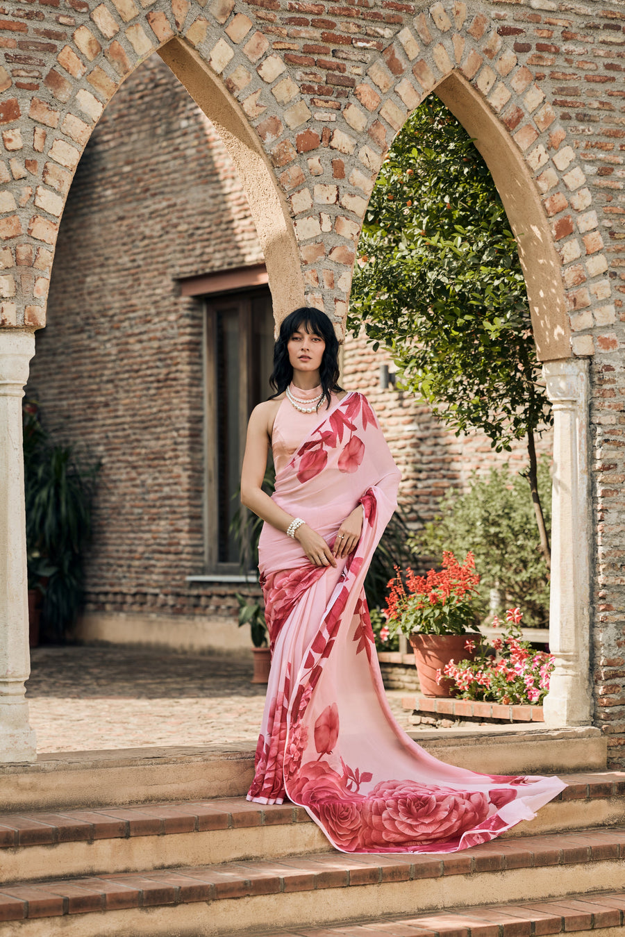 Diana Blossom Pink Saree - Studio 113 Indian designer saree for women