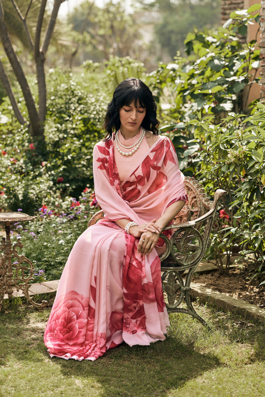 Diana Blossom Pink Saree - Studio 113 Indian designer saree for women
