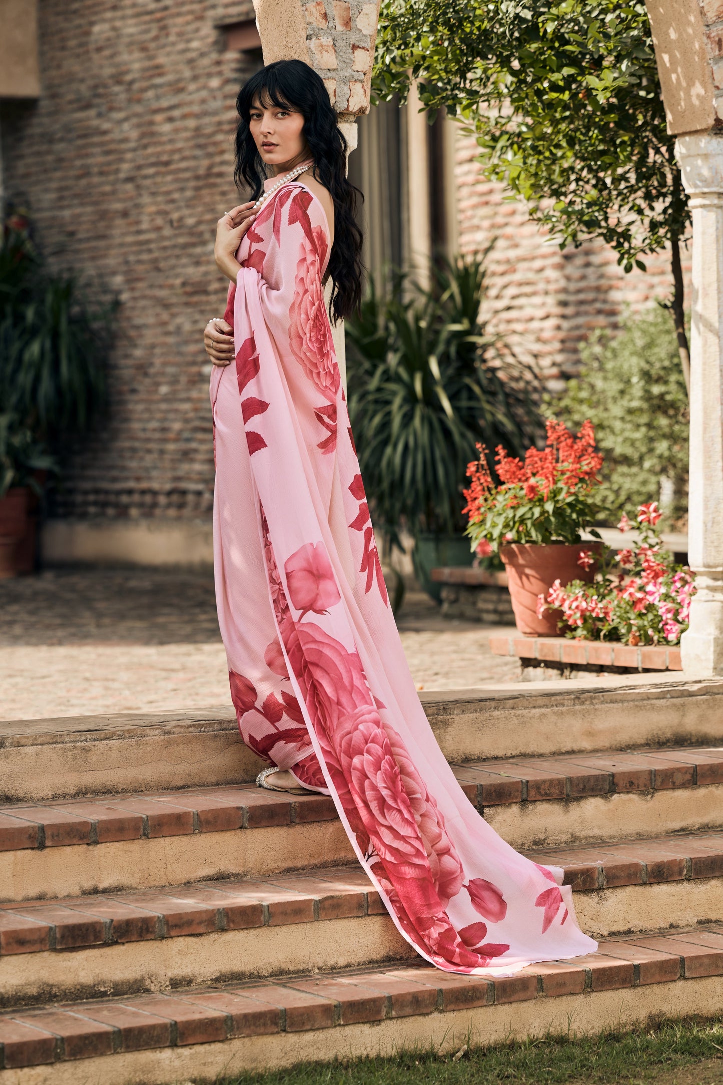 Diana Blossom Pink Saree - Studio 113 Indian designer saree for women
